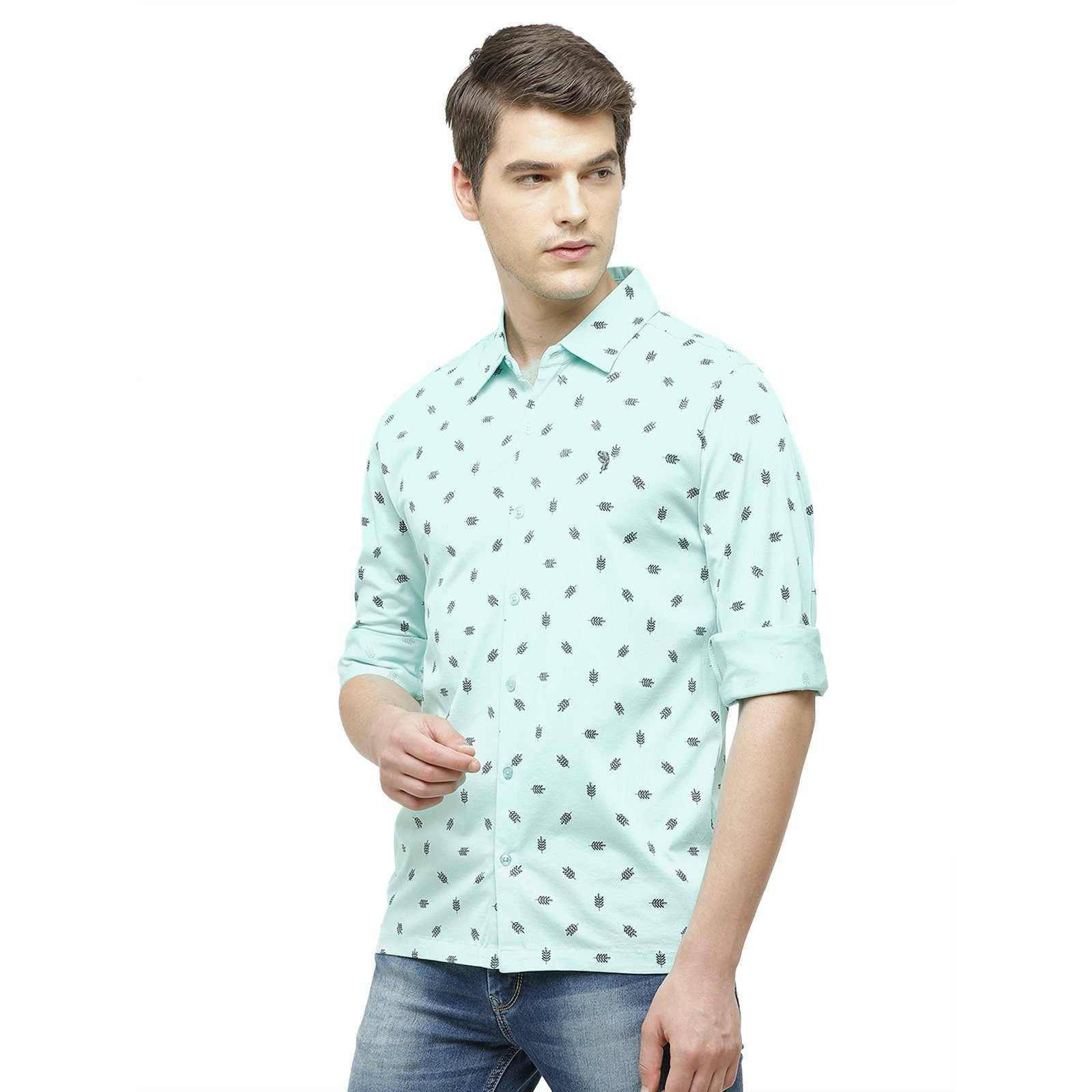 Swiss Club Men's Slim Fit Polo Collar Full Sleeve Printed Knitted Light Blue T-Shirt SCKS-01 B-SF-HS-SH T-shirt Swiss Club 