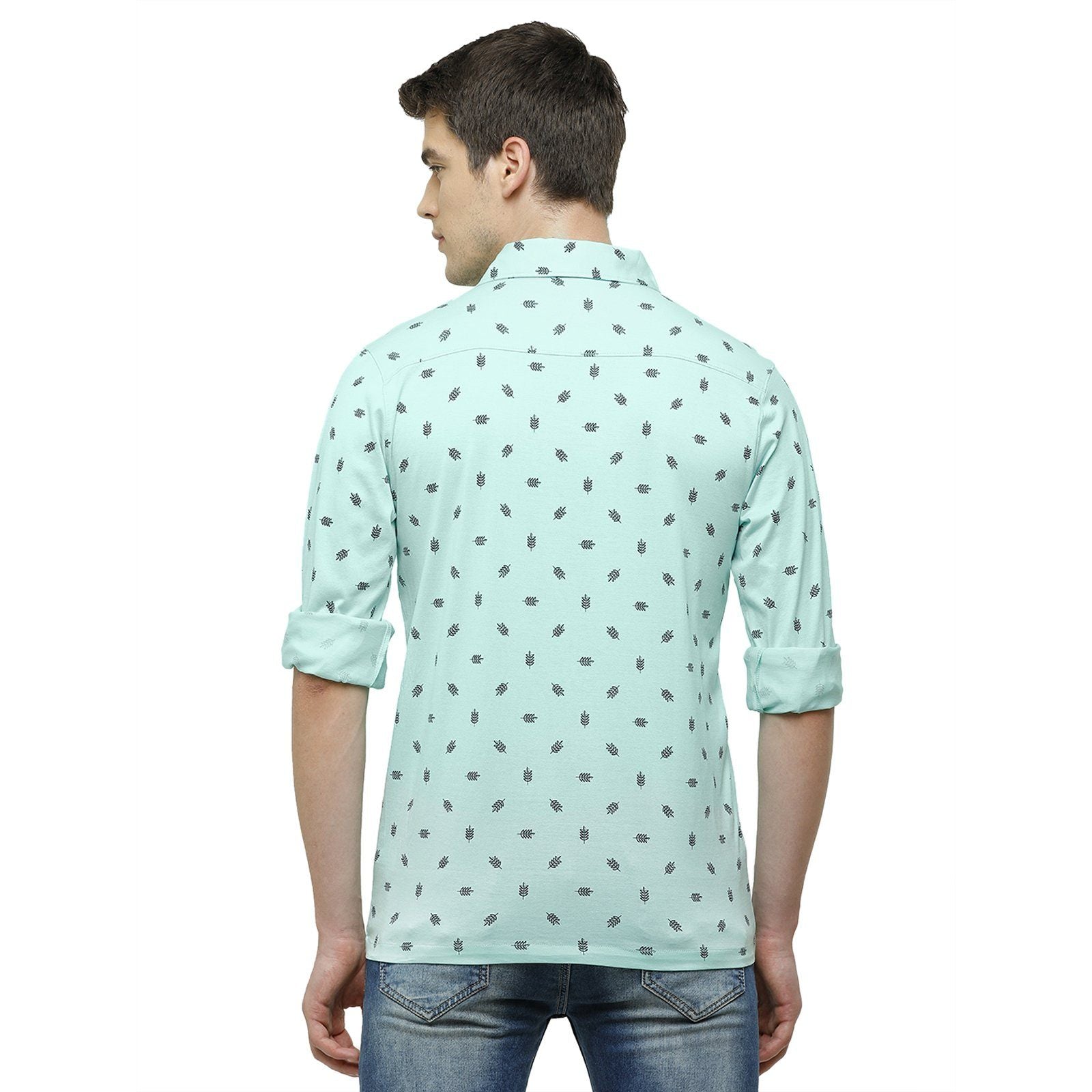 Swiss Club Men's Slim Fit Polo Collar Full Sleeve Printed Knitted Light Blue T-Shirt SCKS-01 B-SF-HS-SH T-shirt Swiss Club 