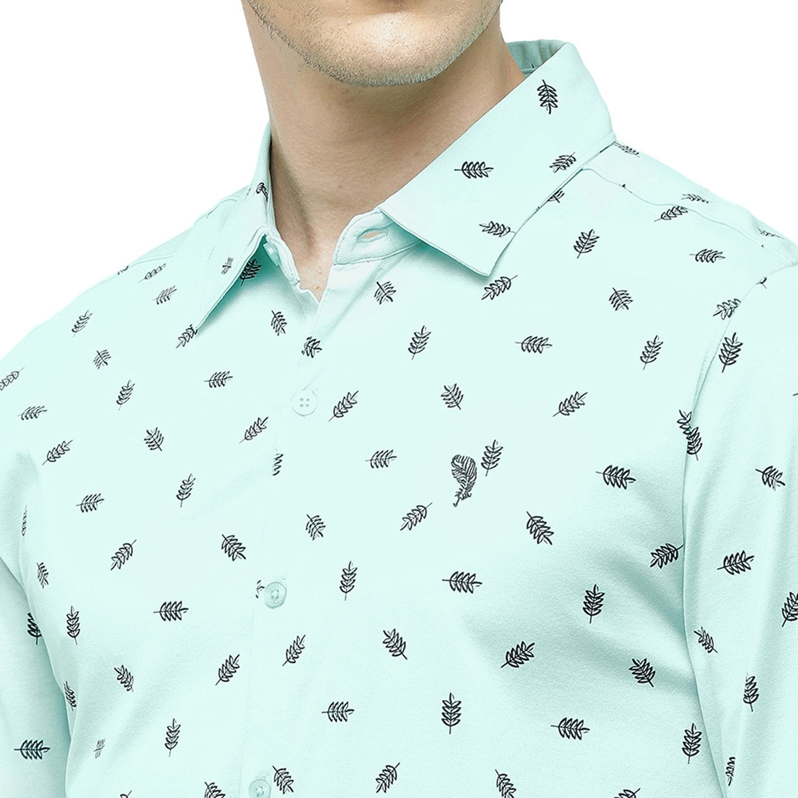 Swiss Club Men's Slim Fit Polo Collar Full Sleeve Printed Knitted Light Blue T-Shirt SCKS-01 B-SF-HS-SH T-shirt Swiss Club 
