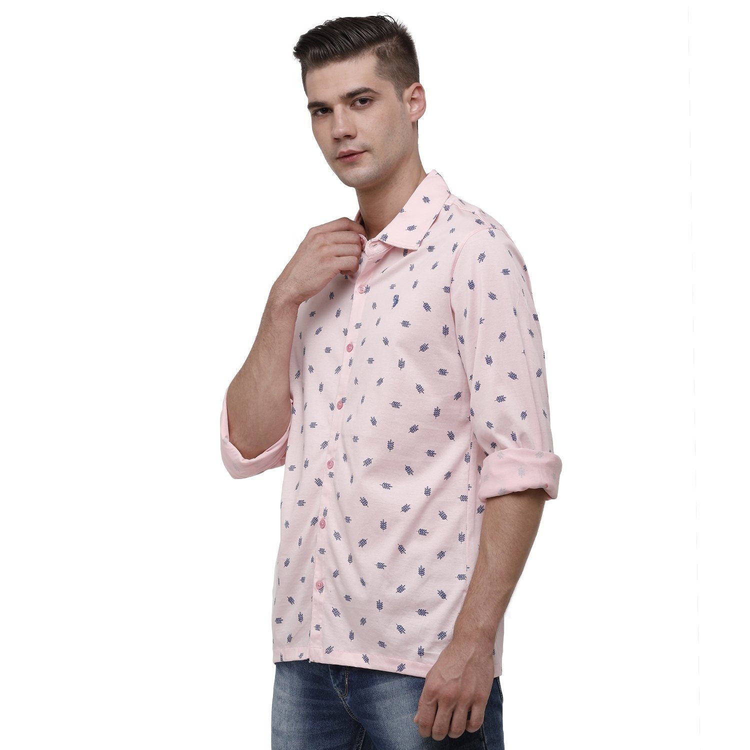SWISS CLUB Mens Printed Polo Neck Full Sleeve Slim Fit 100% Cotton Pink Fashion T-Shirt ( SCKS-02 A-SF-FS-SH ) T-shirt Swiss Club 