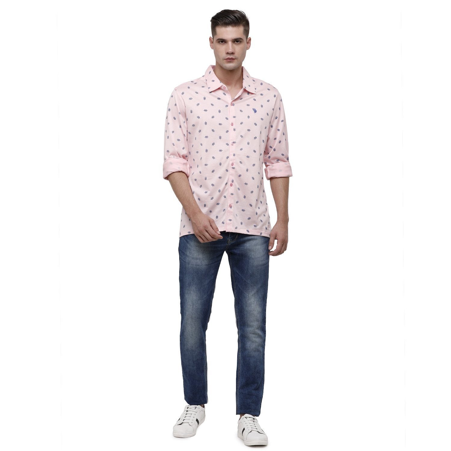 SWISS CLUB Mens Printed Polo Neck Full Sleeve Slim Fit 100% Cotton Pink Fashion T-Shirt ( SCKS-02 A-SF-FS-SH ) T-shirt Swiss Club 