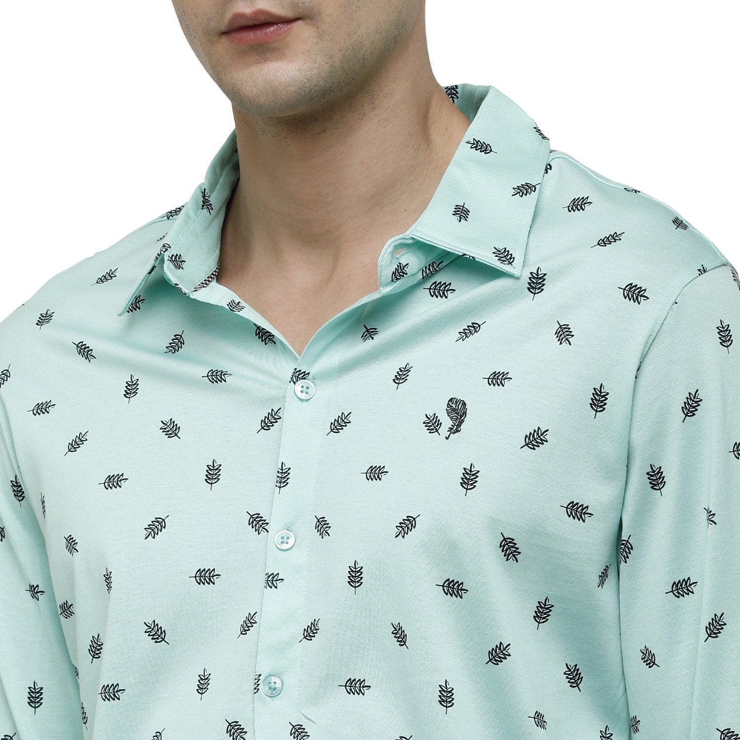 SWISS CLUB Mens Printed Polo Neck Full Sleeve Slim Fit 100% Cotton Turquoise Fashion T-Shirt ( SCKS-02 B-SF-FS-SH ) T-shirt Swiss Club 