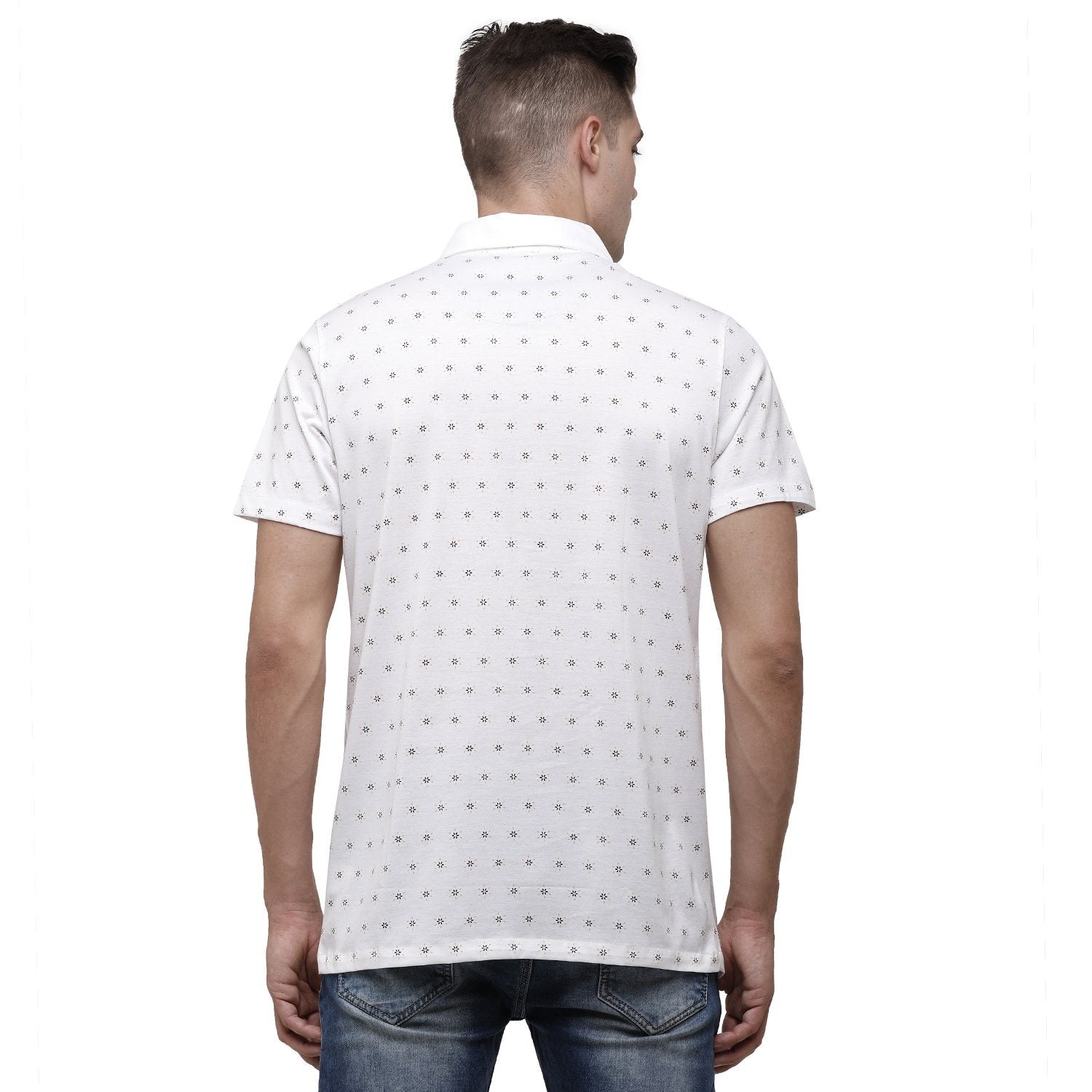 SWISS CLUB Mens Printed Polo Neck Half Sleeve Slim Fit 100% Cotton White Fashion T-Shirt ( SCKS-03 A-SF-HS-SH ) T-shirt Swiss Club 