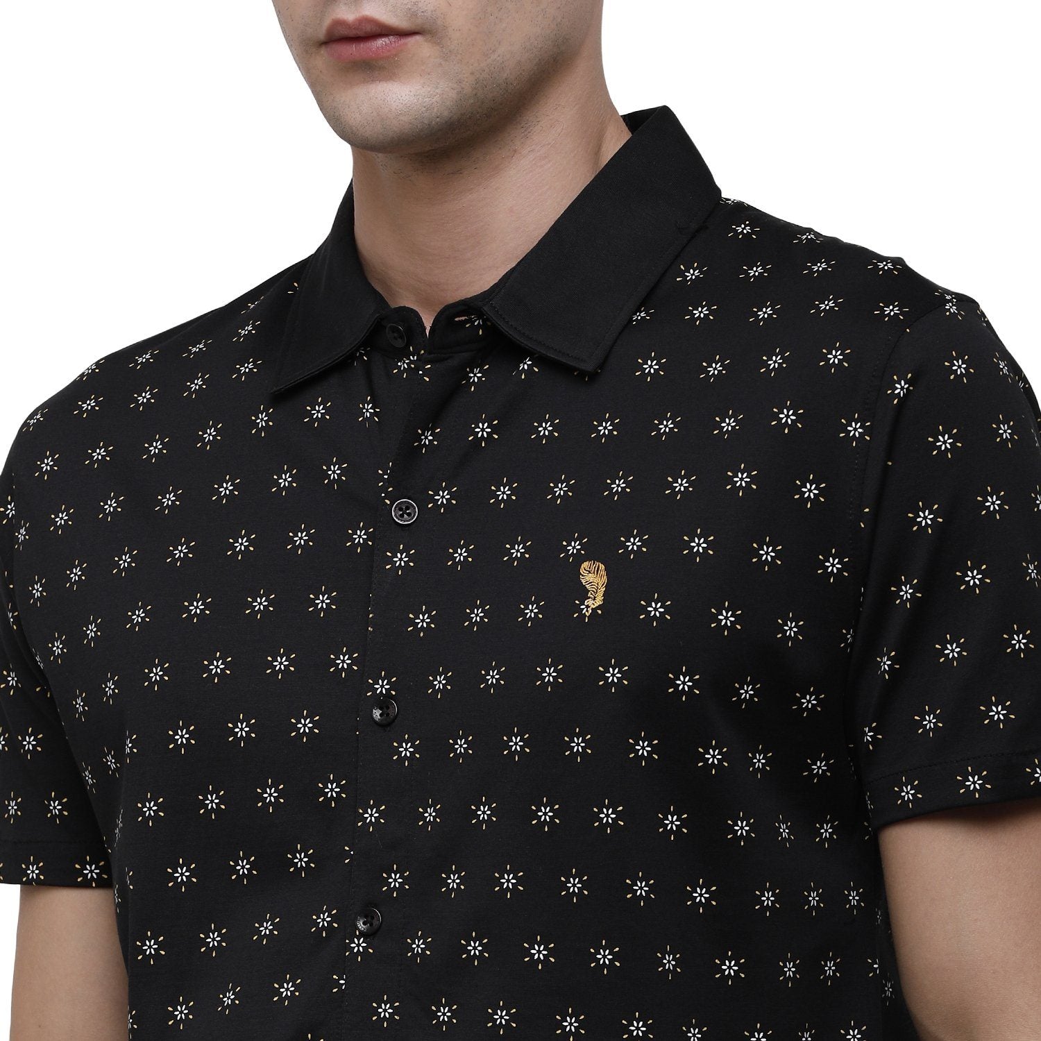 SWISS CLUB Mens Printed Polo Neck Half Sleeve Slim Fit 100% Cotton Black Fashion T-Shirt ( SCKS-03 B-SF-HS-SH ) T-shirt Swiss Club 