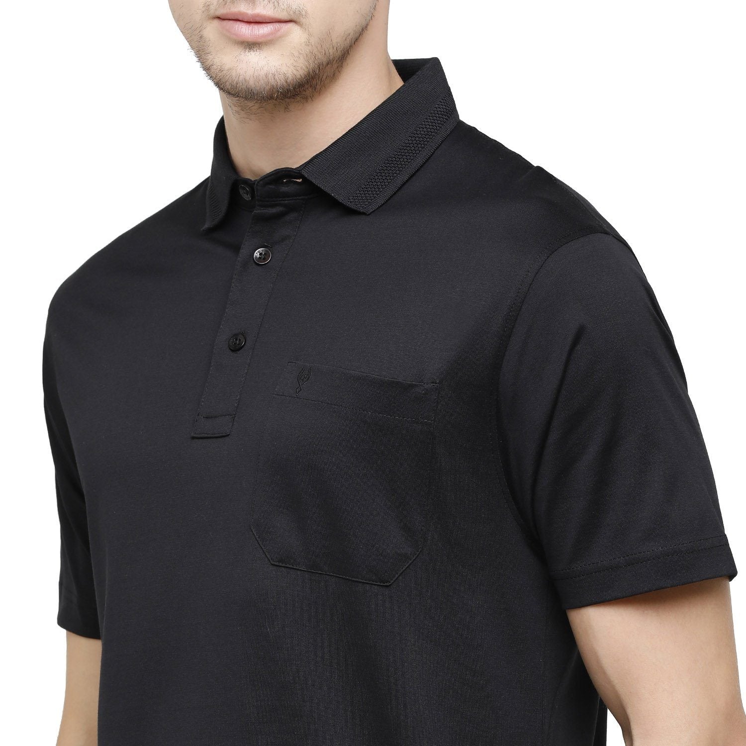 Classic Polo Mens Solid Polo Neck Half Sleeve Regular Fit 100% Cotton Black T-Shirt ( SEDOS-BLACK AF P ) T-shirt Classic Polo 