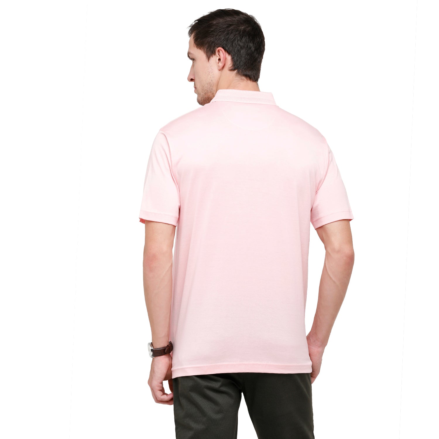 Classic Polo Men's Solid Polo Neck Authentic Fit 100% Cotton T-Shirt | Sedos - Crystal Rose