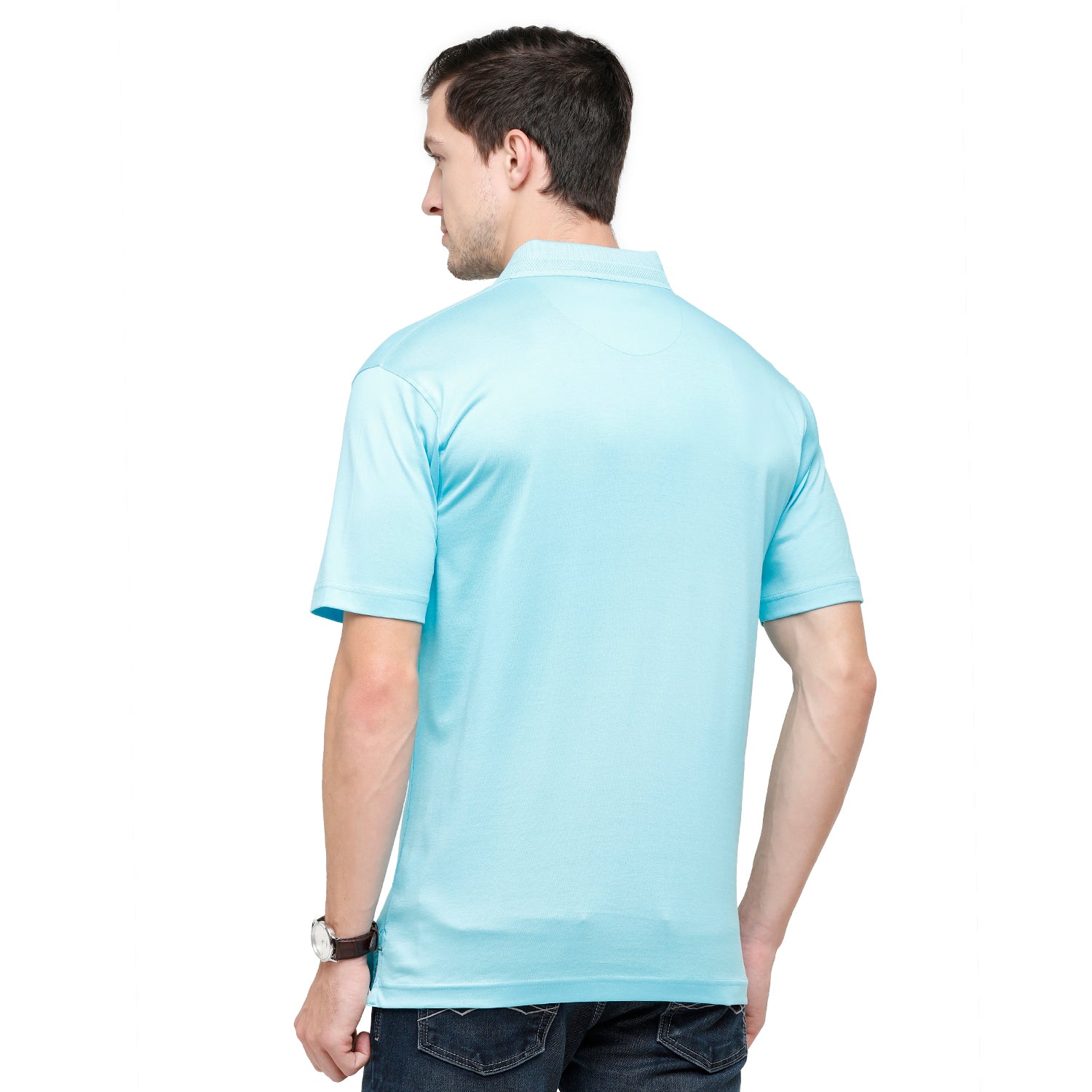 Classic Polo Men's Solid Polo Neck Authentic Fit 100% Cotton T-Shirt | Sedos - Diva Blue