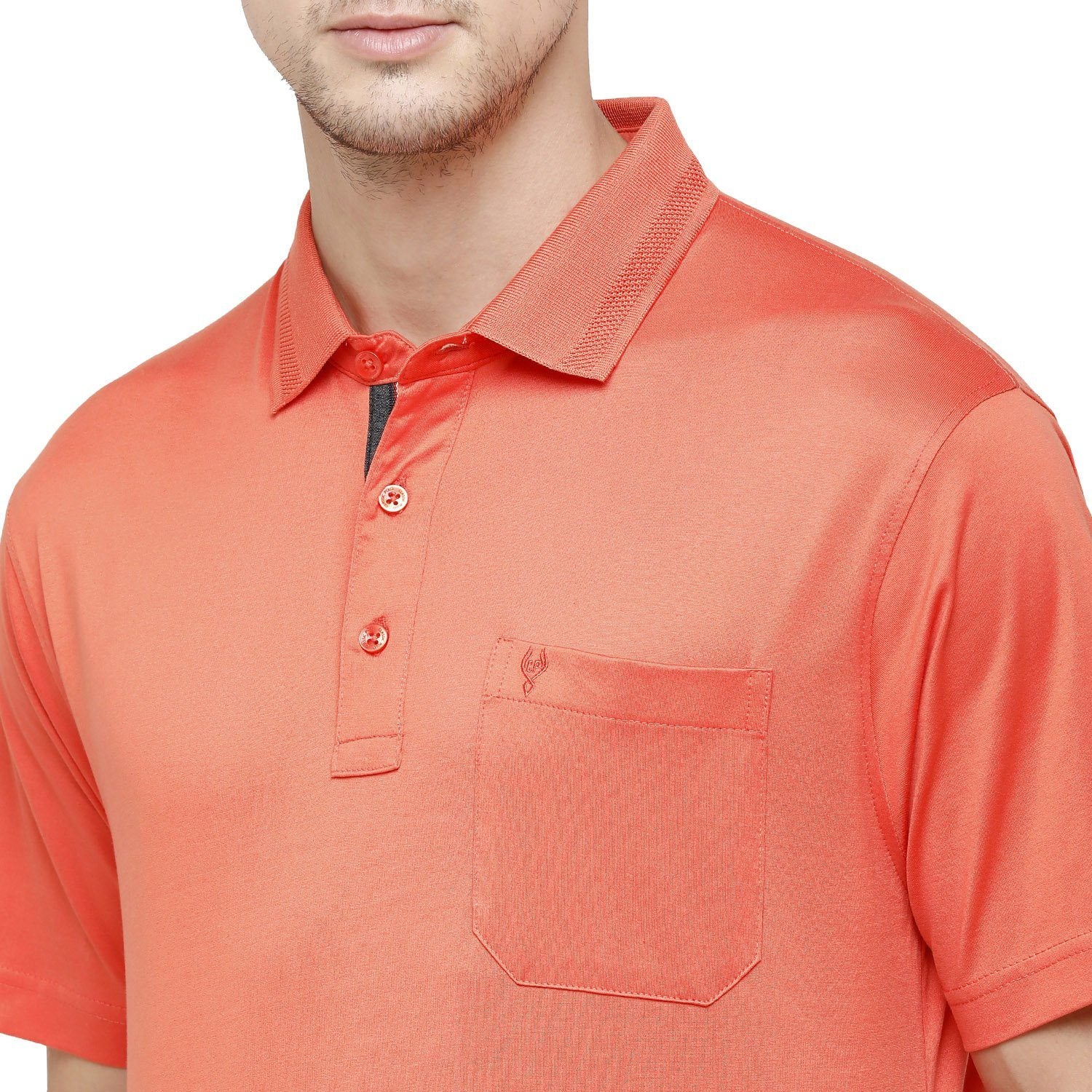 Classic Polo Mens Solid Polo Neck Half Sleeve Regular Fit Cotton Orange Core T-Shirt ( SEDOS-EMBERGLOW AF P ) T-shirt Classic Polo 