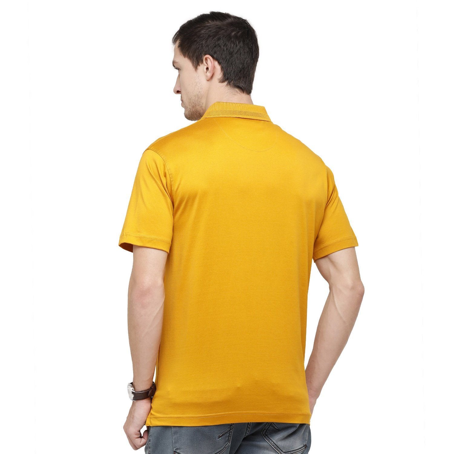 Classic Polo Mens Solid Polo Half Sleeve Authentic Fit 100% Cotton Golden Yellow T-Shirt - SEDOS-GOLDEN YELLOW T-shirt Classic Polo 