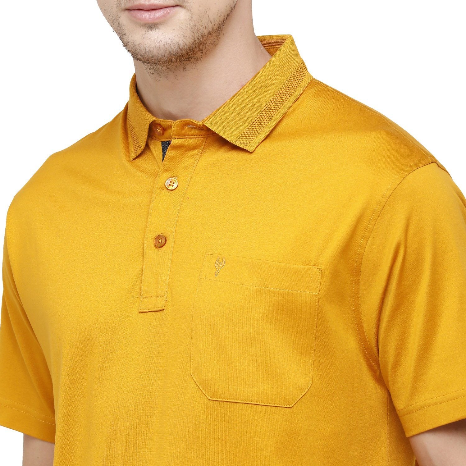 Classic Polo Mens Solid Polo Half Sleeve Authentic Fit 100% Cotton Golden Yellow T-Shirt - SEDOS-GOLDEN YELLOW T-shirt Classic Polo 