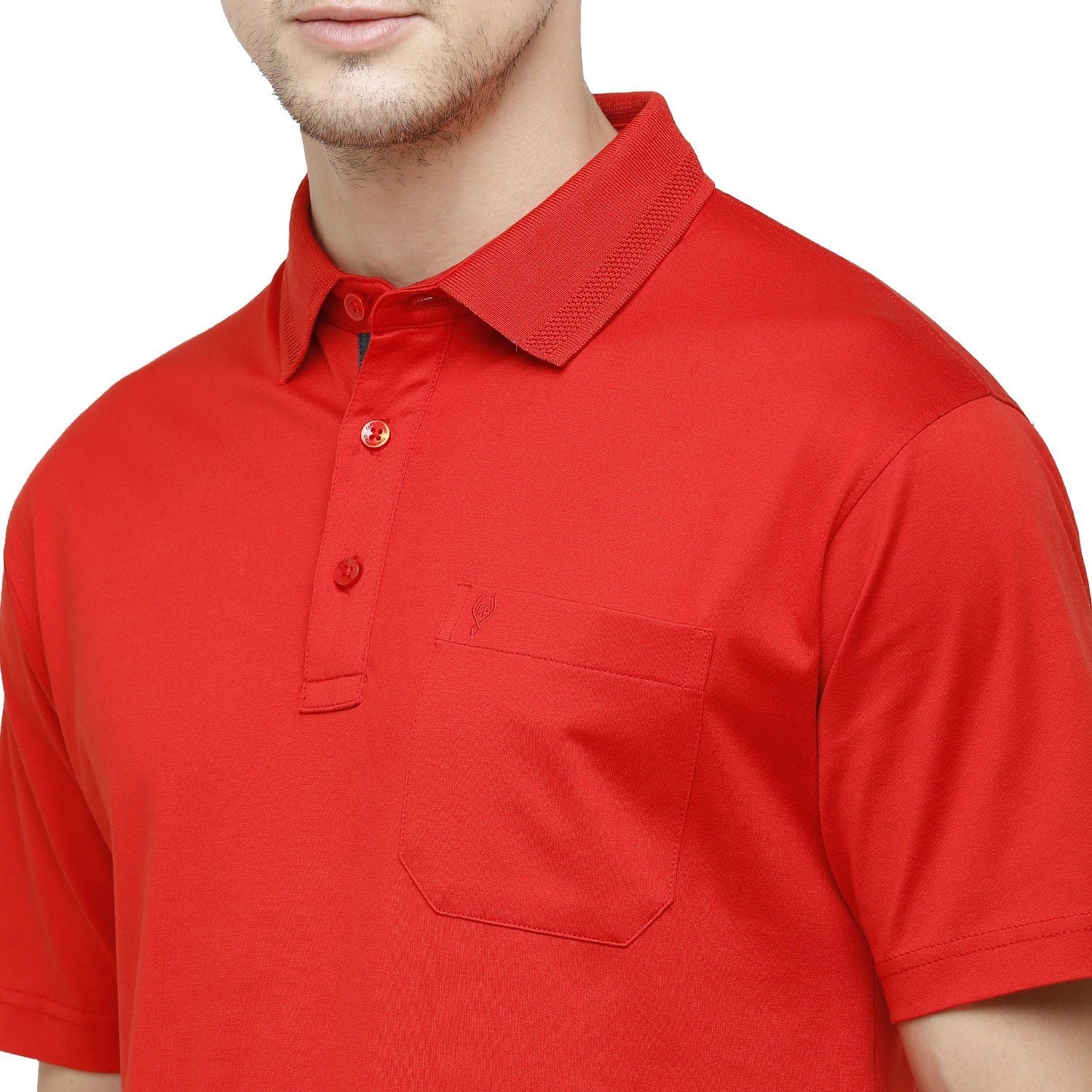 Classic Polo Mens Solid Polo Neck Half Sleeve Regular Fit Cotton Red Core T-Shirt ( SEDOS-MOLTEN LAVA AF P ) T-shirt Classic Polo 