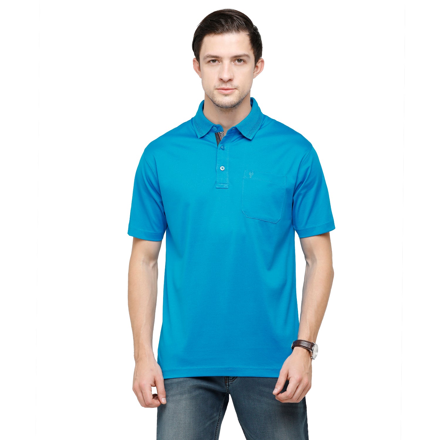 Classic Polo Men's Solid Polo Neck Authentic Fit 100% Cotton T-Shirt | Sedos - Pro Blue