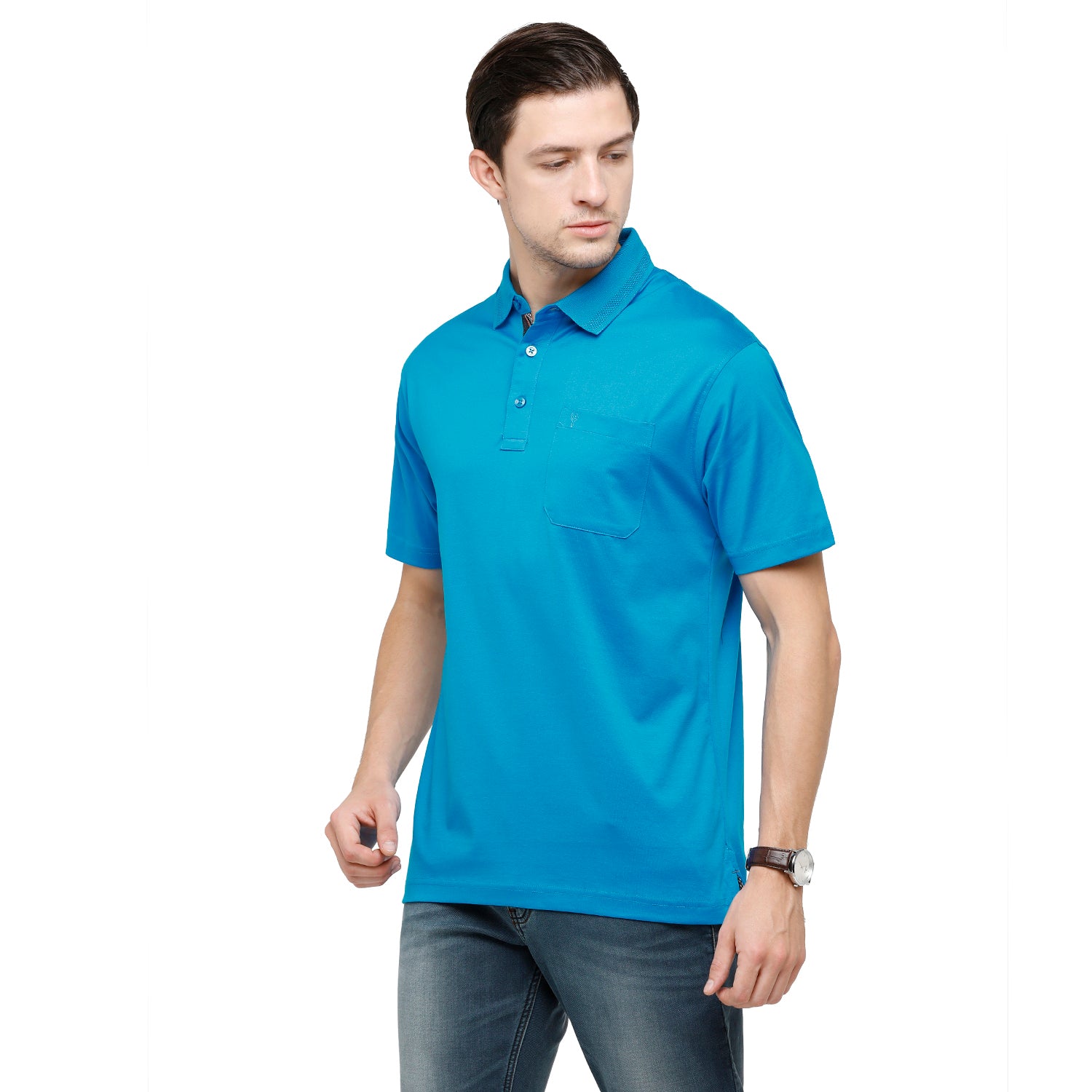 Classic Polo Men's Solid Polo Neck Authentic Fit 100% Cotton T-Shirt | Sedos - Pro Blue