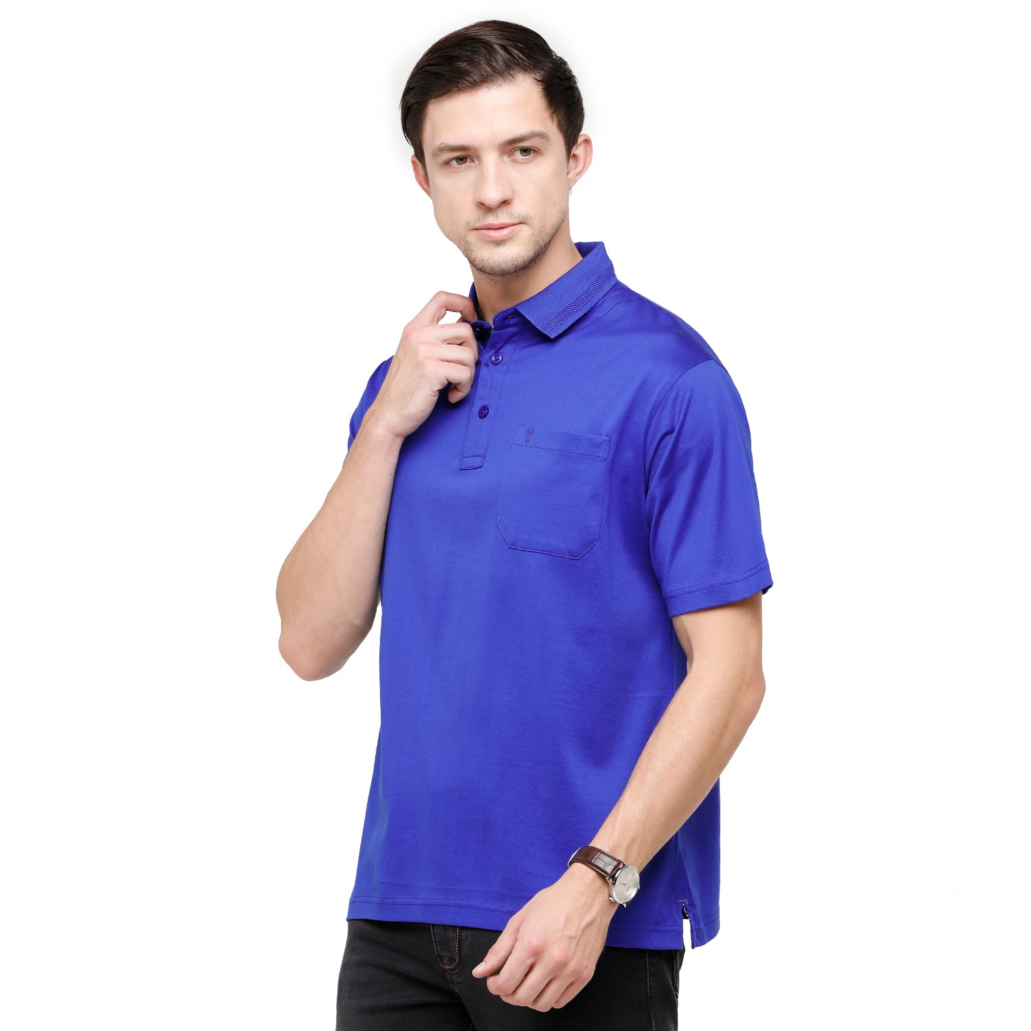 Classic Polo Men's Solid Polo Neck Authentic Fit 100% Cotton T-Shirt | Sedos - Snorkel Blue