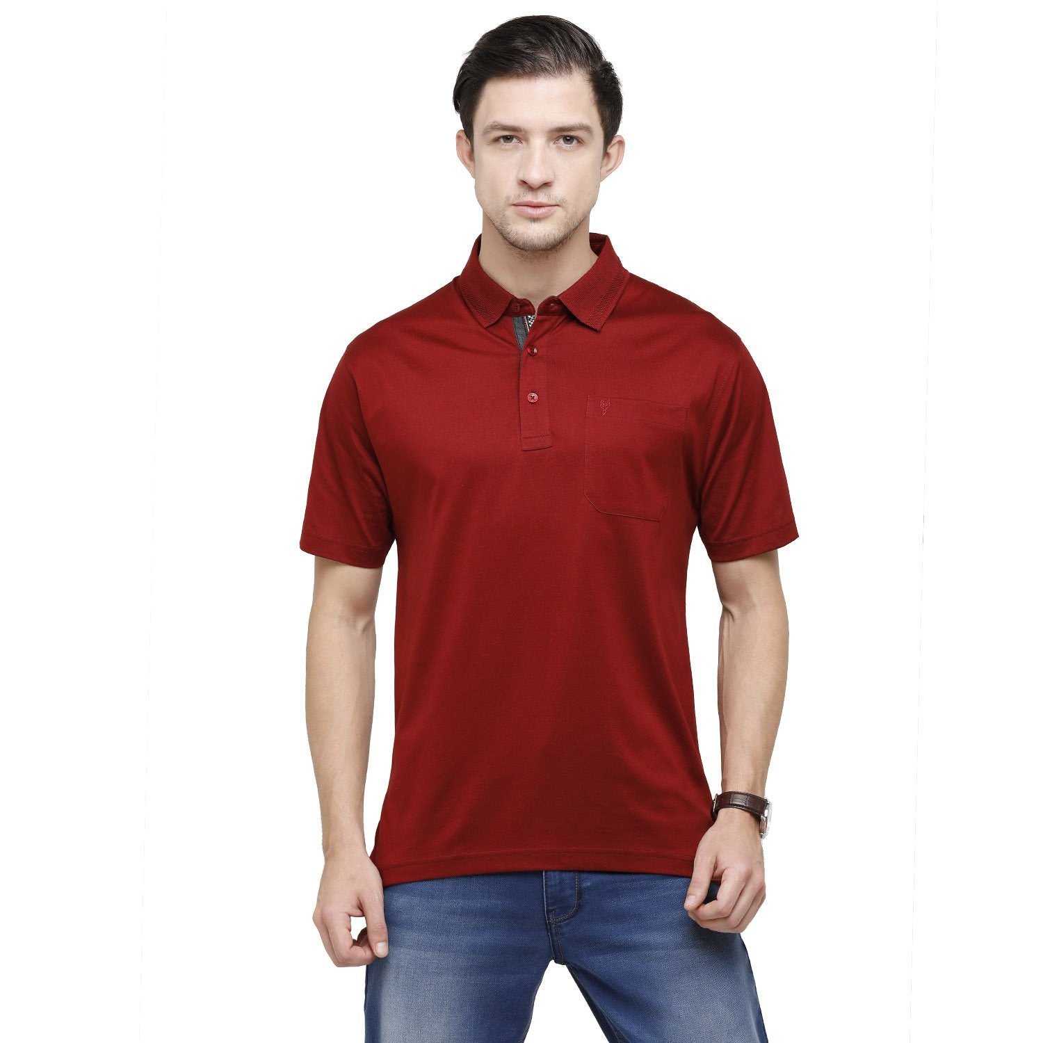 Classic Polo Mens Solid Polo Neck Half Sleeve Regular Fit Cotton Maroon T-Shirt ( SEDOS-SYRAH AF P ) T-shirt Classic Polo 