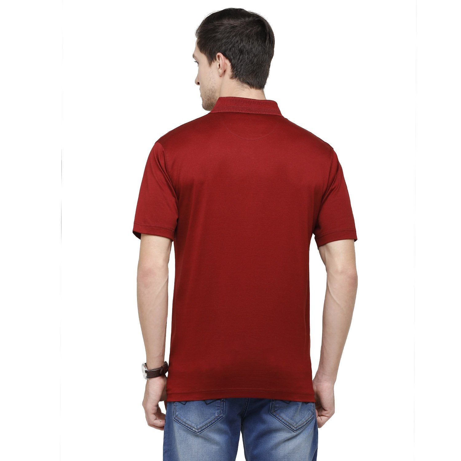 Classic Polo Mens Solid Polo Neck Half Sleeve Regular Fit Cotton Maroon T-Shirt ( SEDOS-SYRAH AF P ) T-shirt Classic Polo 