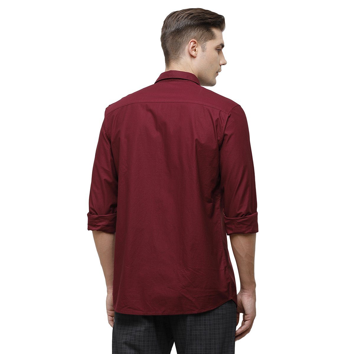 Classic Polo Mens Collar Neck Full Sleeve Wine Smart Fit 100% Cotton Woven Shirt SM1-68 A-FS-SLD-SF Shirts Classic Polo 