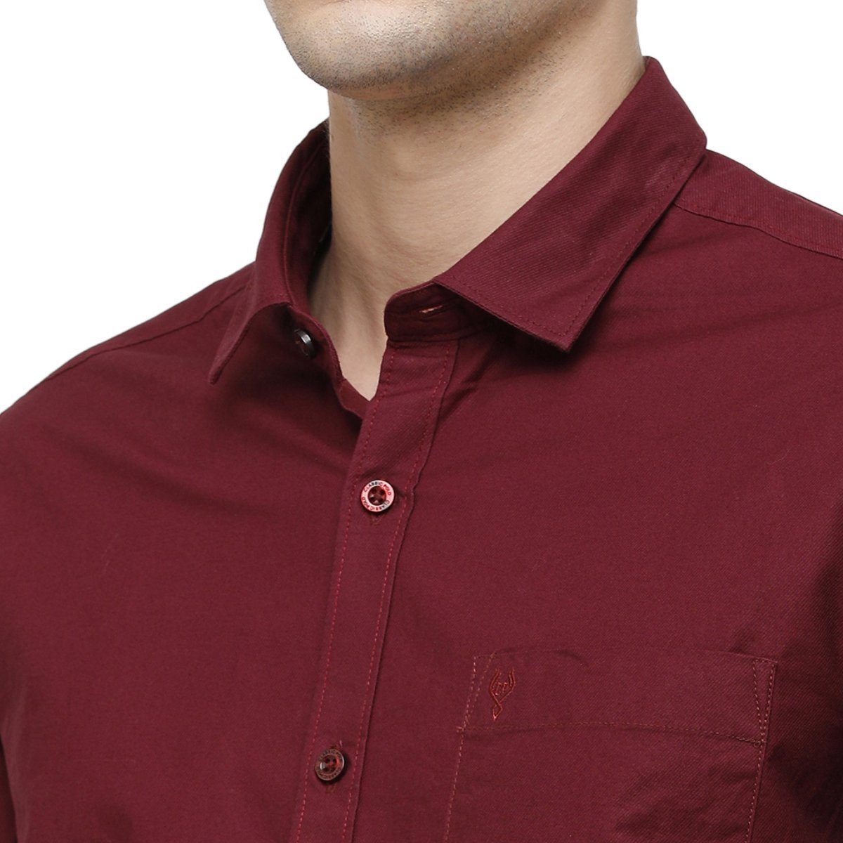 Classic Polo Mens Collar Neck Full Sleeve Wine Smart Fit 100% Cotton Woven Shirt SM1-68 A-FS-SLD-SF Shirts Classic Polo 