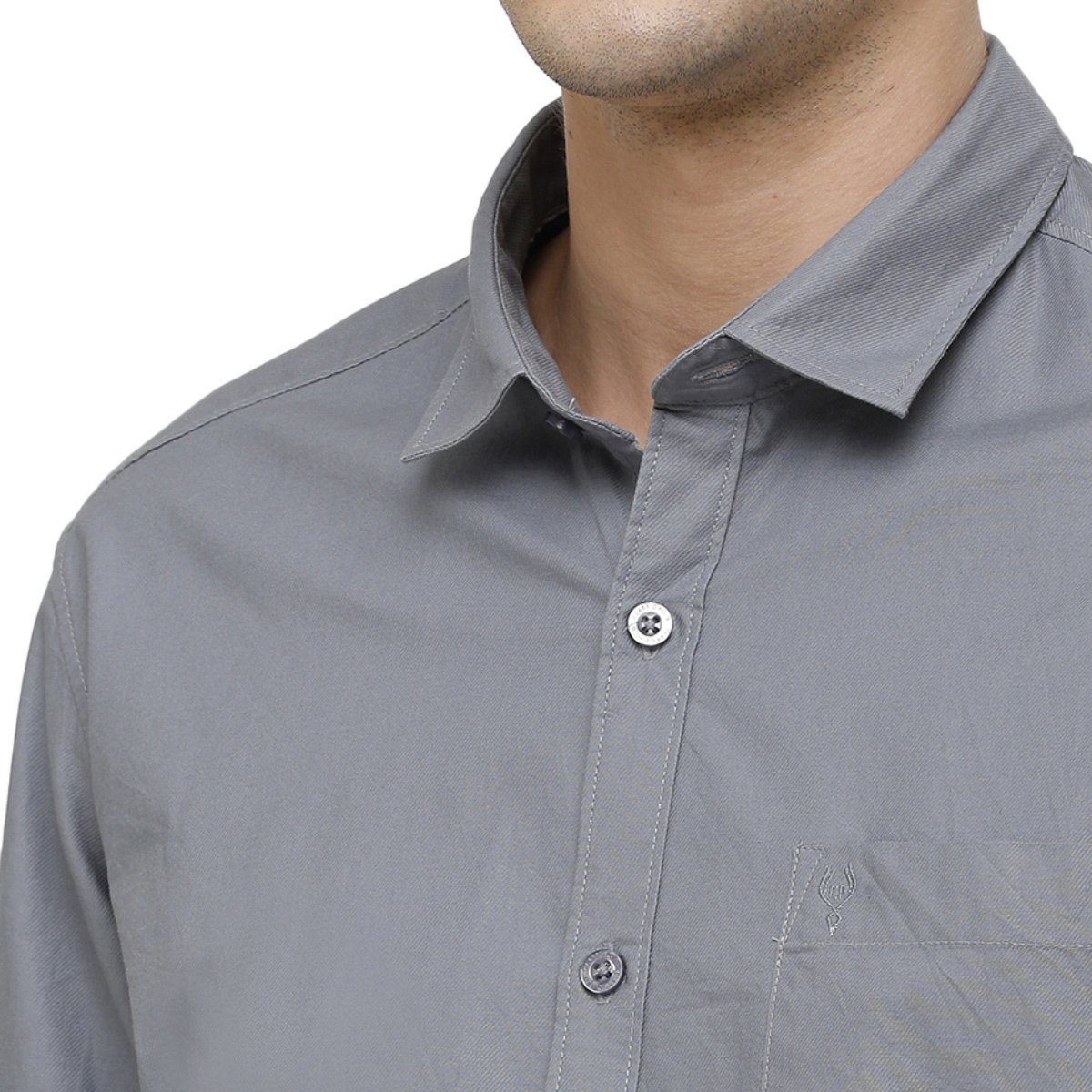Classic Polo Mens Collar Neck Full Sleeve Grey Smart Fit 100% Cotton Woven Shirt SM1-68 C-FS-SLD-SF Shirts Classic Polo 