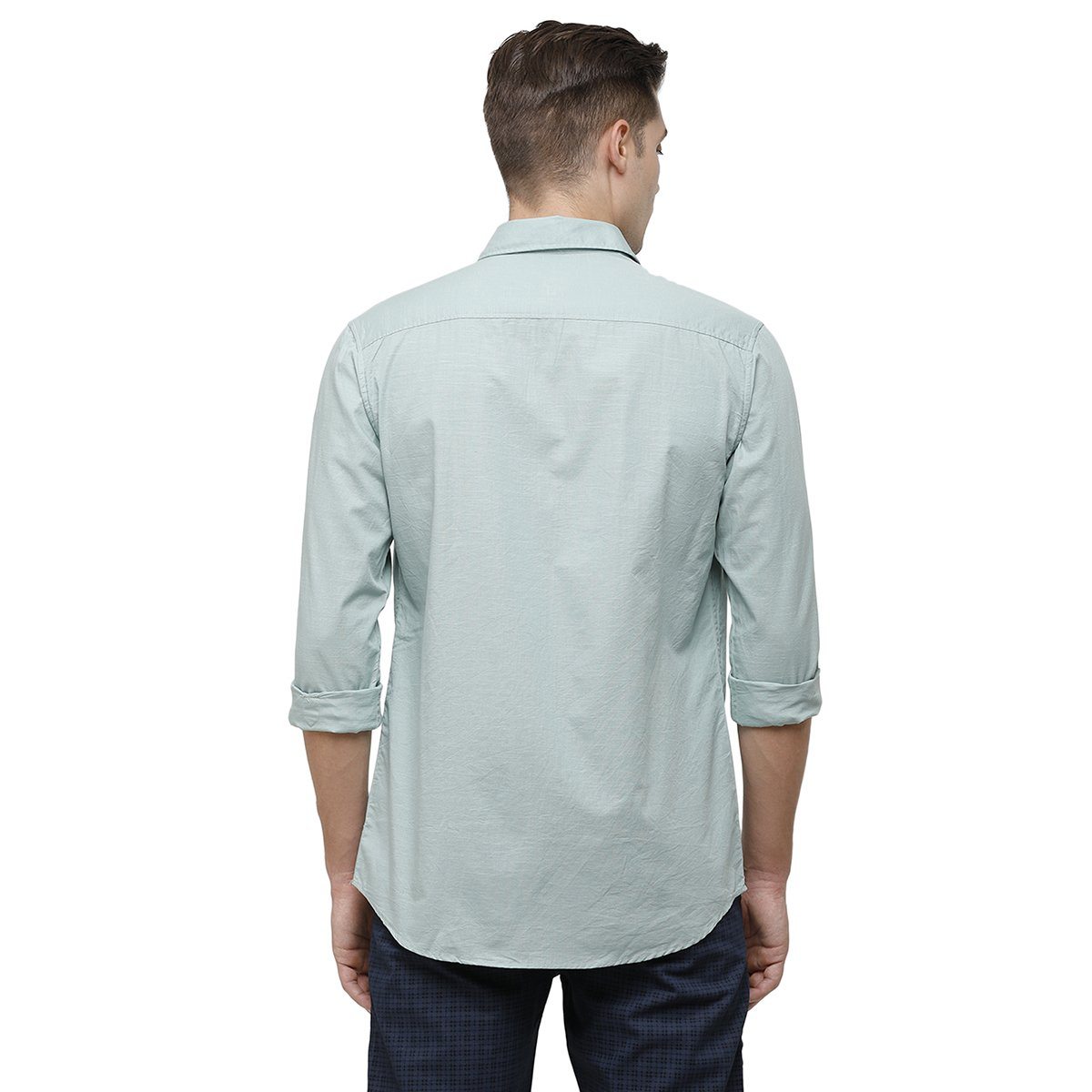 Classic Polo Mens Collar Neck Full Sleeve Grey Smart Fit 100% Cotton Woven Shirt SM1-69 E-FS-SLD-SF Shirts Classic Polo 