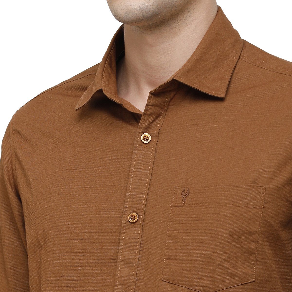 Classic Polo Mens Collar Neck Full Sleeve Brown Smart Fit 100% Cotton Woven Shirt SM1-69 G-FS-SLD-SF Shirts Classic Polo 