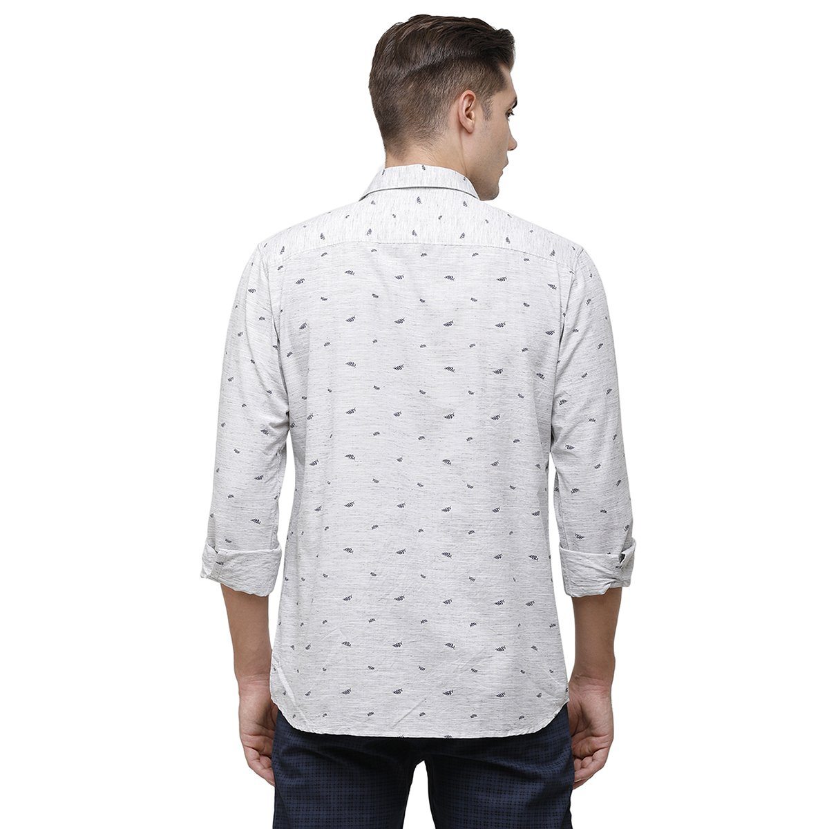 Classic Polo Mens Collar Neck Full Sleeve Grey Smart Fit 100% Cotton Woven Shirt SM1-77 A-FS-PRT-SF Shirts Classic Polo 