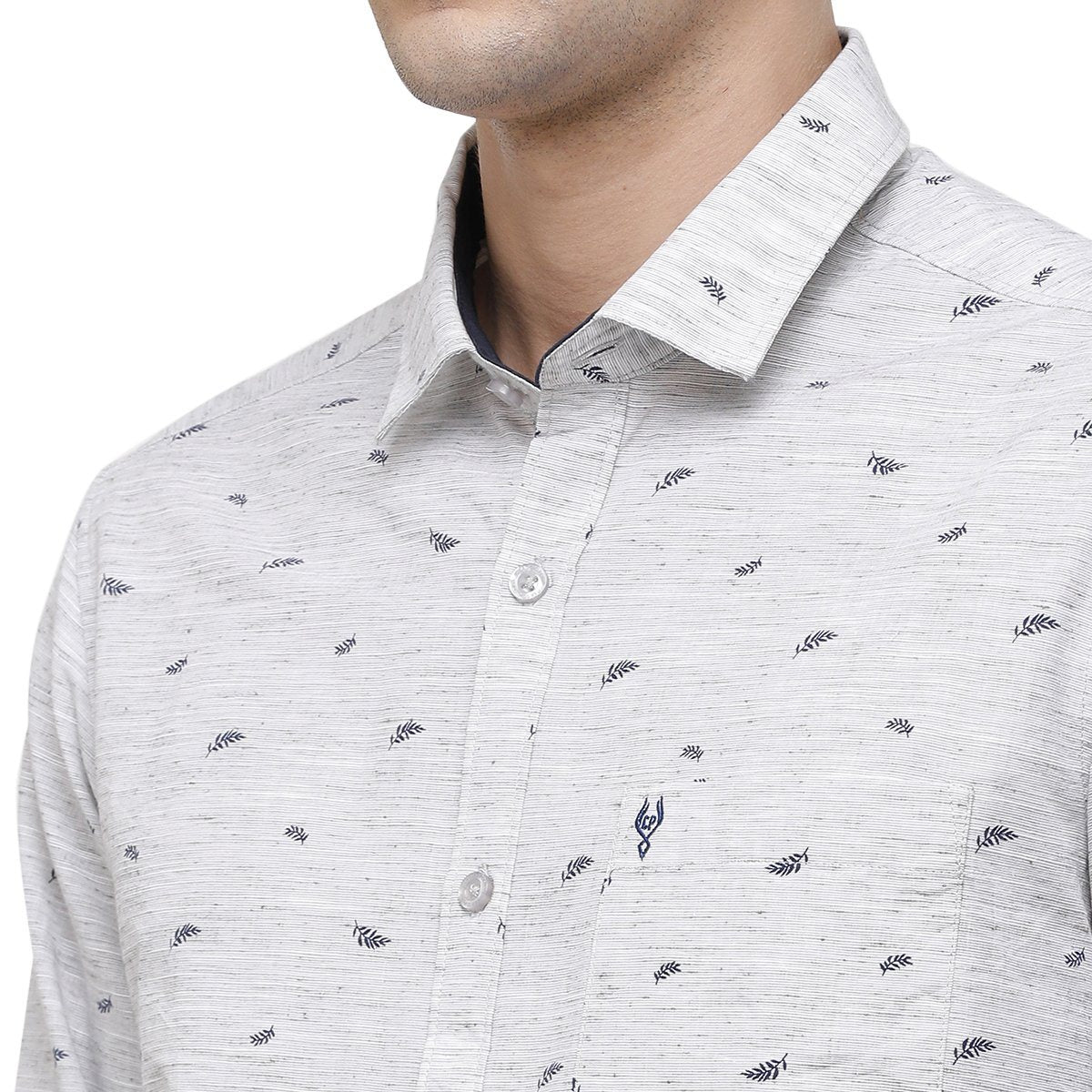 Classic Polo Mens Collar Neck Full Sleeve Grey Smart Fit 100% Cotton Woven Shirt SM1-77 A-FS-PRT-SF Shirts Classic Polo 