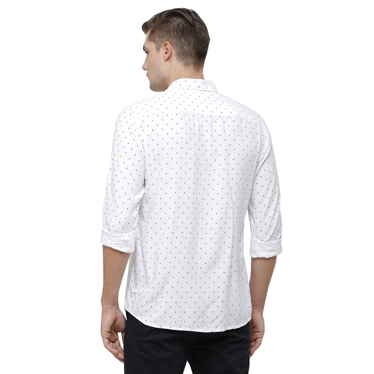 Classic Polo Mens Collar Neck Full Sleeve White Smart Fit 100% Cotton Woven Shirt SM1-79 A-FS-PRT-SF Shirts Classic Polo 