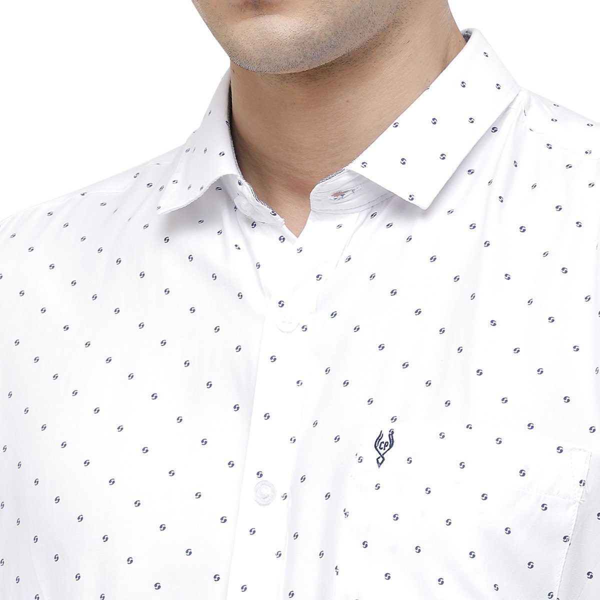 Classic Polo Mens Collar Neck Full Sleeve White Smart Fit 100% Cotton Woven Shirt SM1-79 A-FS-PRT-SF Shirts Classic Polo 