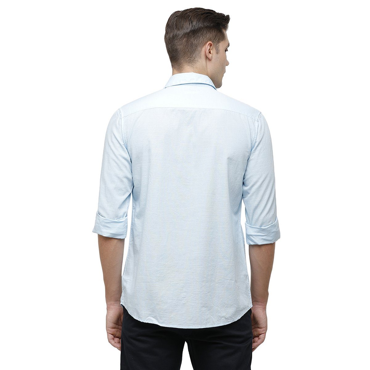 Classic Polo Mens Collar Neck Full Sleeve Light Blue Smart Fit 100% Cotton Woven Shirt SM1-69 C-FS-SLD-SF Shirts Classic Polo 