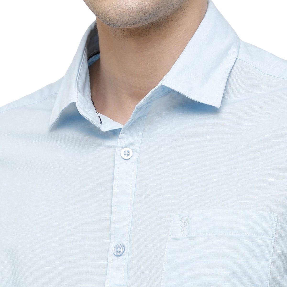 Classic Polo Mens Collar Neck Full Sleeve Light Blue Smart Fit 100% Cotton Woven Shirt SM1-69 C-FS-SLD-SF Shirts Classic Polo 