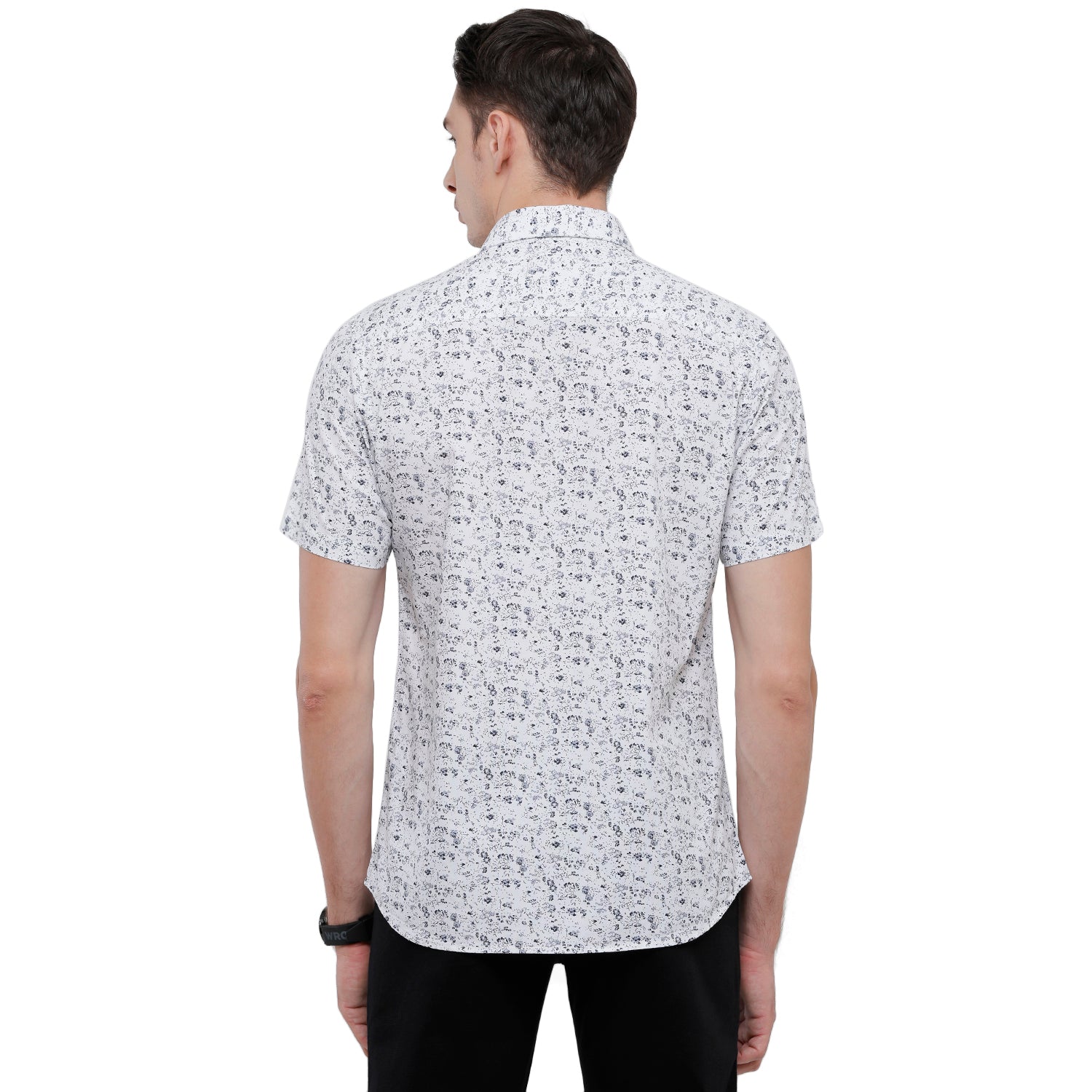 Classic Polo Mens Printed Slim Fit Half Sleeve Collar Neck White Woven Shirt - SM2-02 A-HS-PRT-SF Shirts Classic Polo 