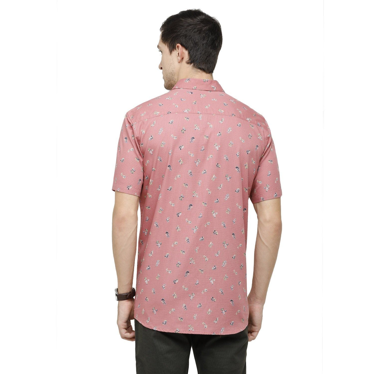 Classic Polo Mens Printed Collar Neck Half Sleeve Slim Fit 100% Cotton Peach Fashion Woven Shirt ( SM2-10 B-HS-PRT-SF ) Shirts Classic Polo 