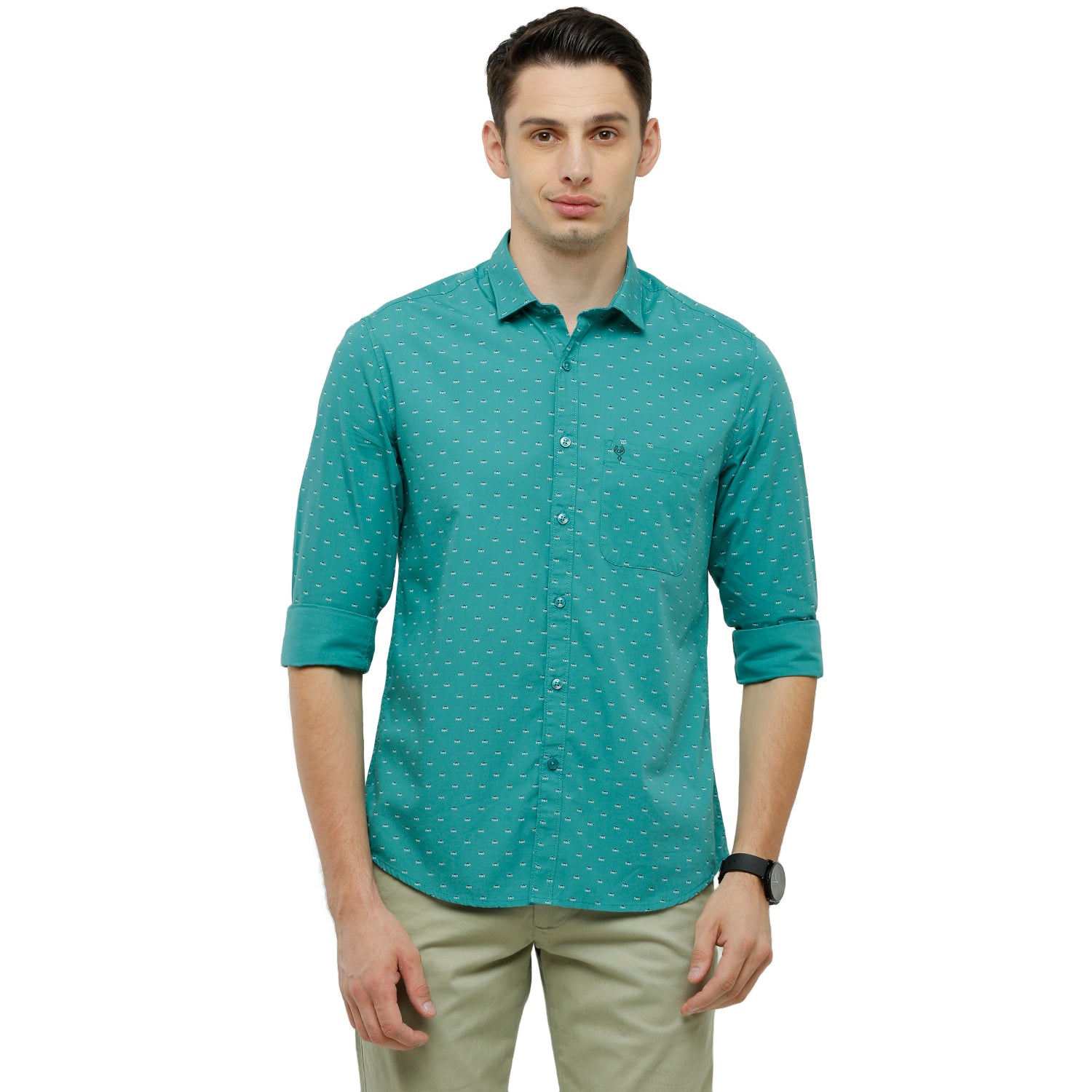 Classic Polo Mens Printed Slim Fit Full Sleeve Collar Neck Light Blue Woven Shirt - SM2-83 A-FS-PRT-SF Shirts Classic Polo 