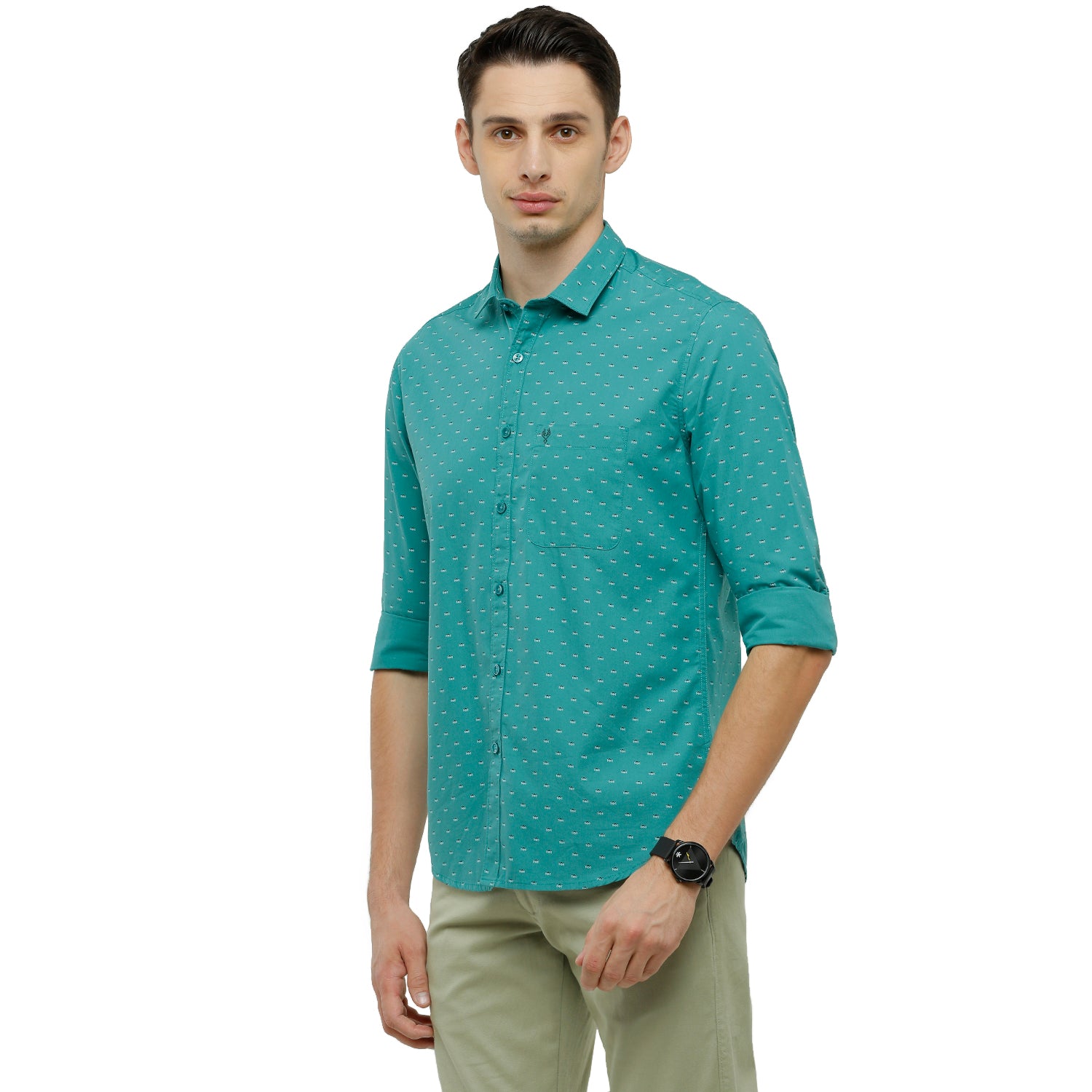 Classic Polo Mens Printed Slim Fit Full Sleeve Collar Neck Light Blue Woven Shirt - SM2-83 A-FS-PRT-SF Shirts Classic Polo 