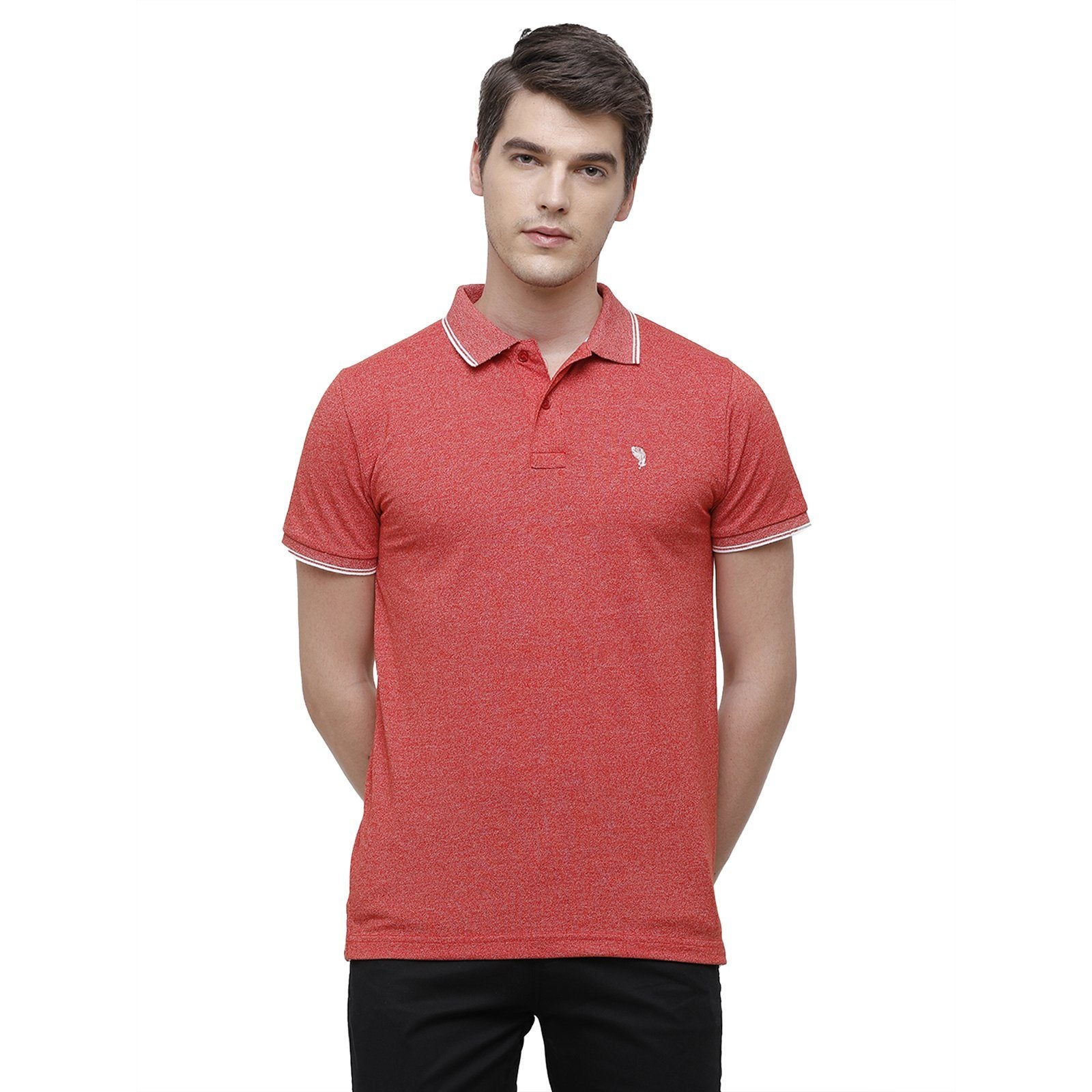 Swiss Club Men's Slim Fit Polo Collar Half Sleeve Solid Cotton Peach T-Shirt STAG - 191 A SF P T-shirt Swiss Club 
