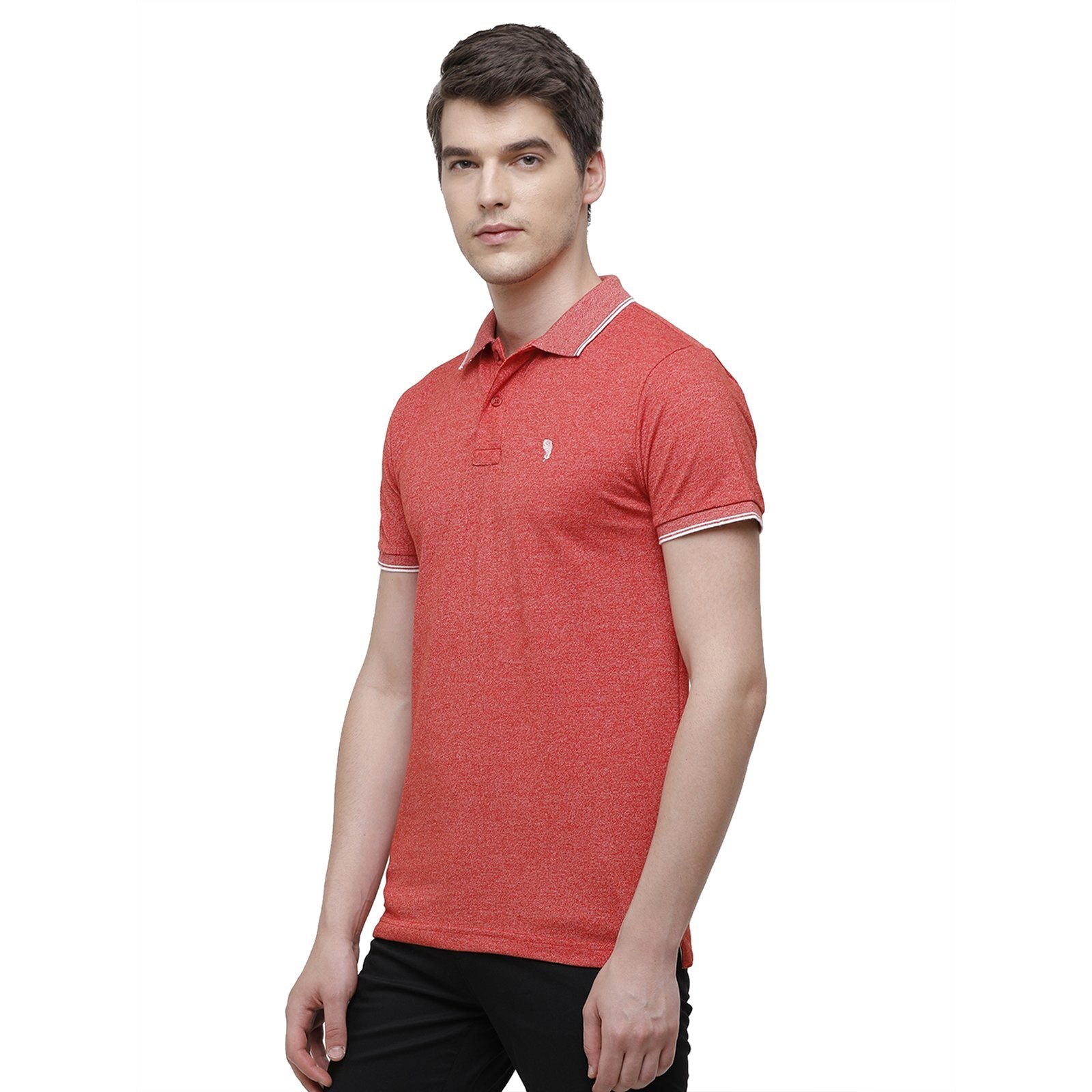 Swiss Club Men's Slim Fit Polo Collar Half Sleeve Solid Cotton Peach T-Shirt STAG - 191 A SF P T-shirt Swiss Club 