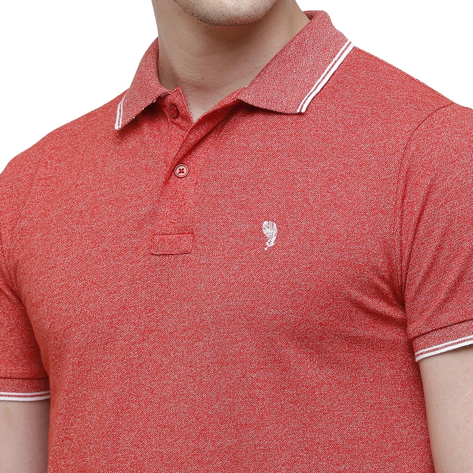 Swiss Club Men's Slim Fit Polo Collar Half Sleeve Solid Cotton Peach T-Shirt STAG - 191 A SF P T-shirt Swiss Club 