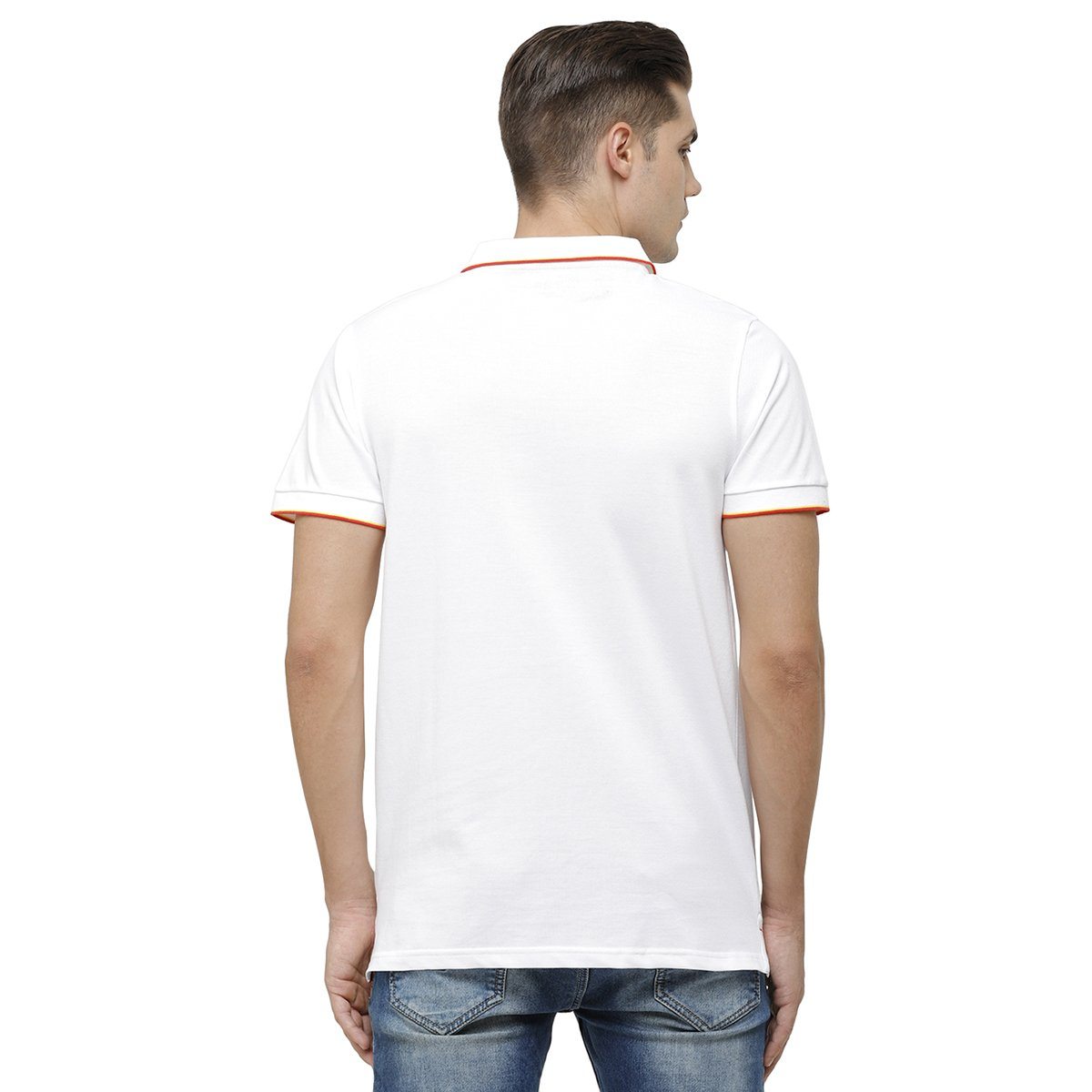 Swiss Club Mens Polo Collar Half Sleeve White Slim Fit 100% Cotton T-shirt STAG - 192 B SF P T-shirt Swiss Club 