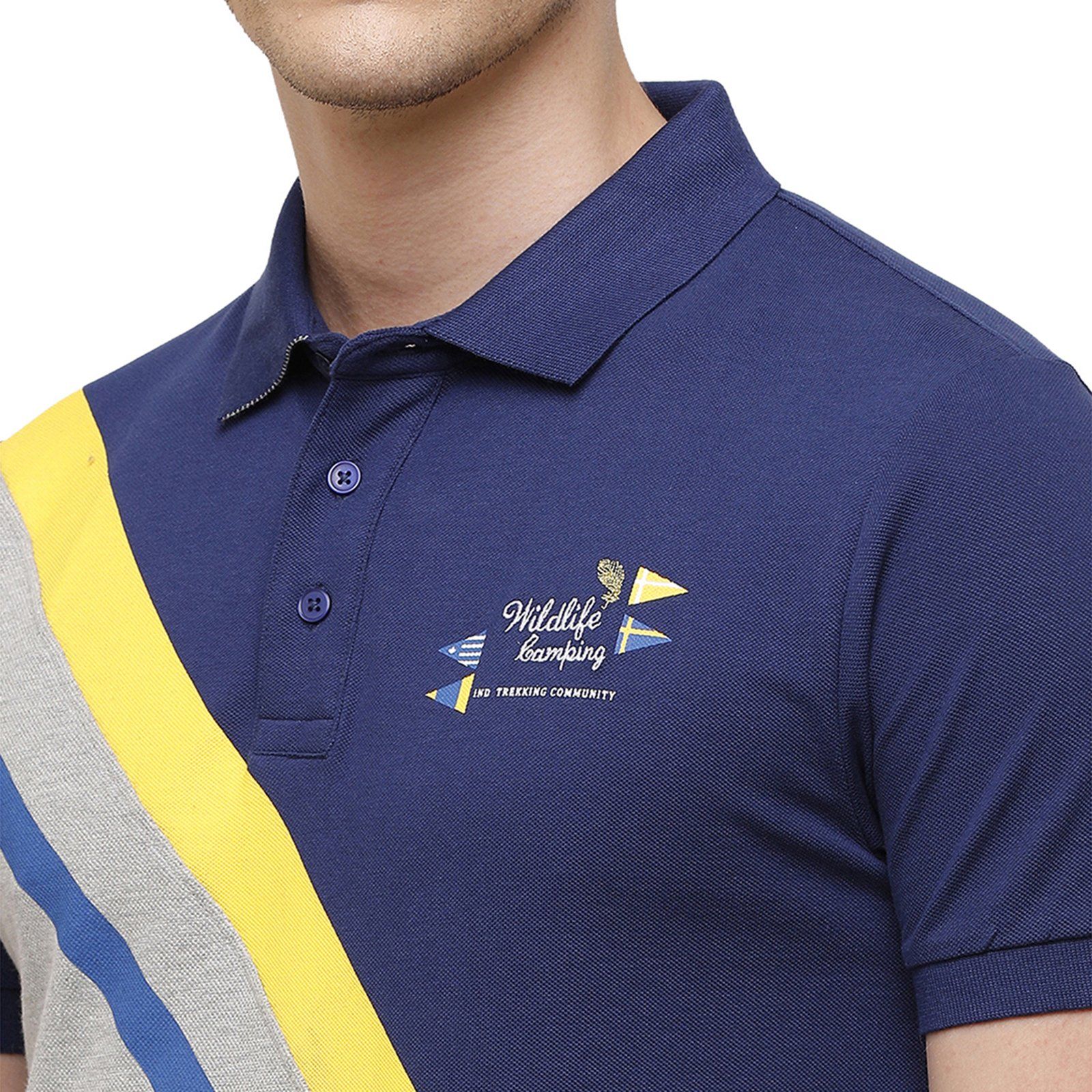 Swiss Club Men's Slim Fit Polo Collar Half Sleeve Solid Cotton Royal Blue T-Shirt STAG - 193 A SF P T-shirt Swiss Club 