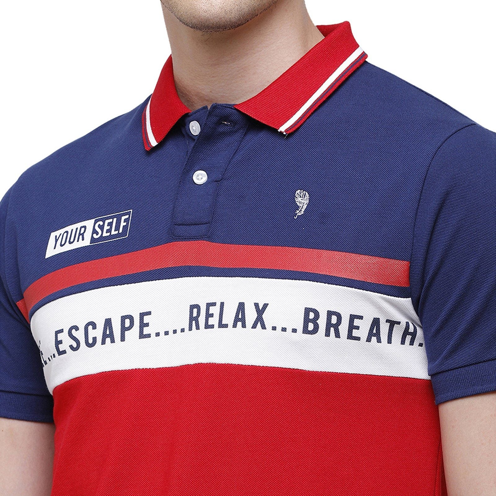 Swiss Club Men's Slim Fit Polo Collar Half Sleeve Stripe Cotton Multi T-Shirt STAG - 194 A SF P T-shirt Swiss Club 