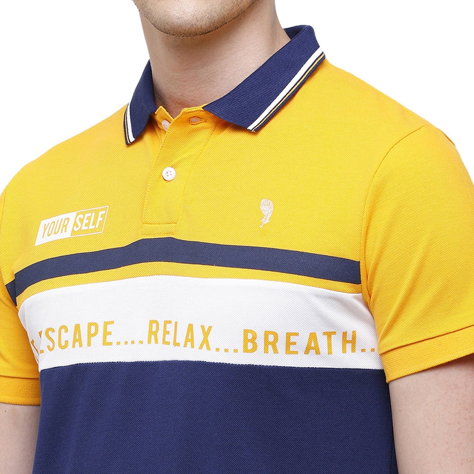 Swiss Club Men's Slim Fit Polo Collar Half Sleeve Stripe Cotton Multi T-Shirt STAG - 195 A SF P T-shirt Swiss Club 