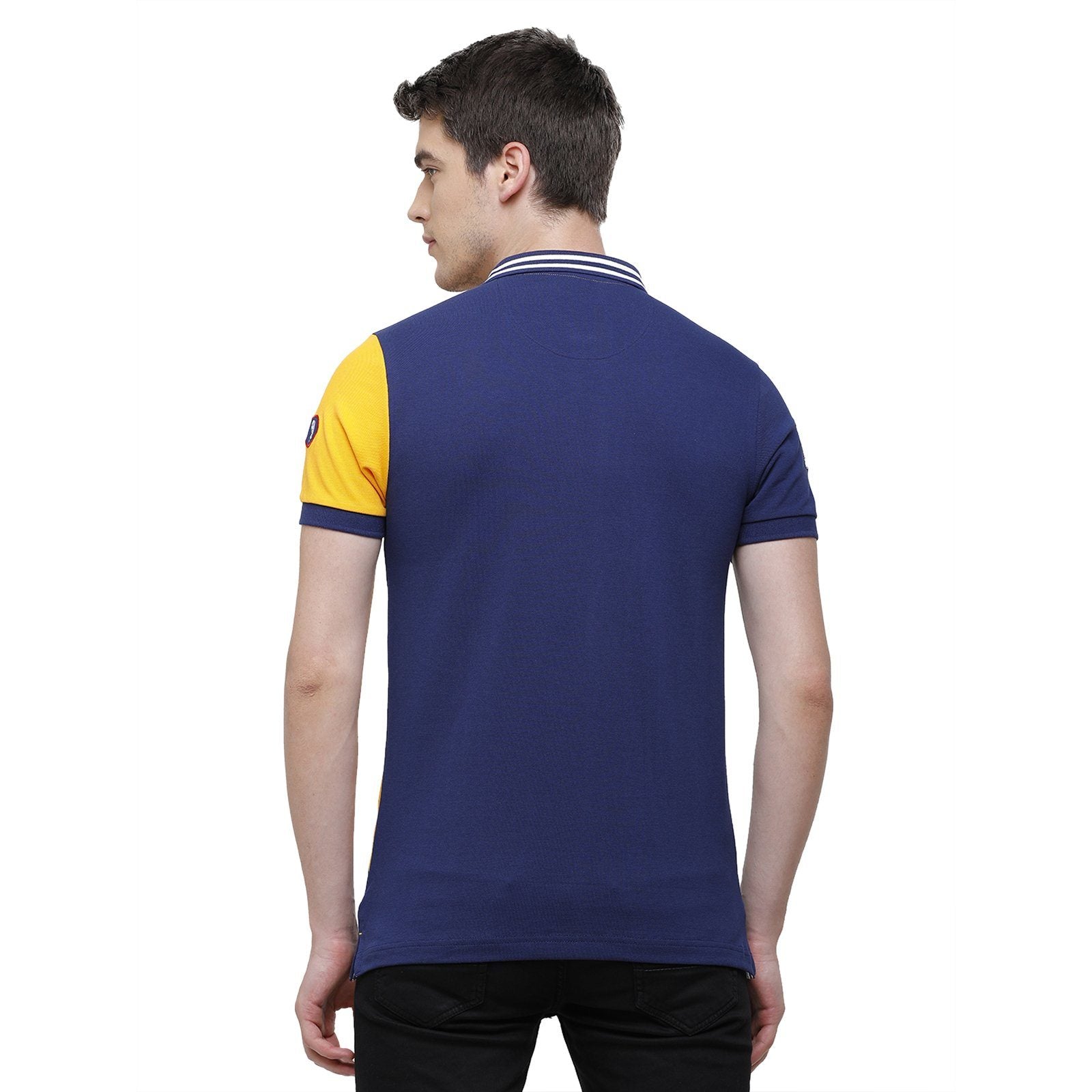 Swiss Club Men's Slim Fit Polo Collar Half Sleeve Stripe Cotton Multi T-Shirt STAG - 195 A SF P T-shirt Swiss Club 