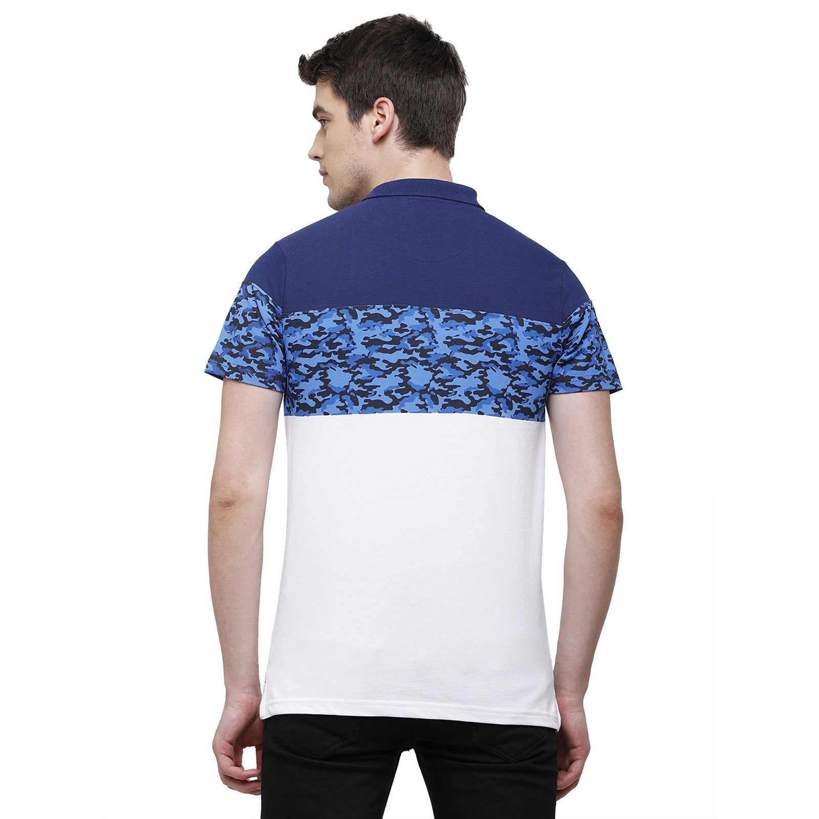 Swiss Club Men's Slim Fit Polo Collar Half Sleeve Printed Cotton Multi T-Shirt STAG - 196 A SF P T-shirt Swiss Club 