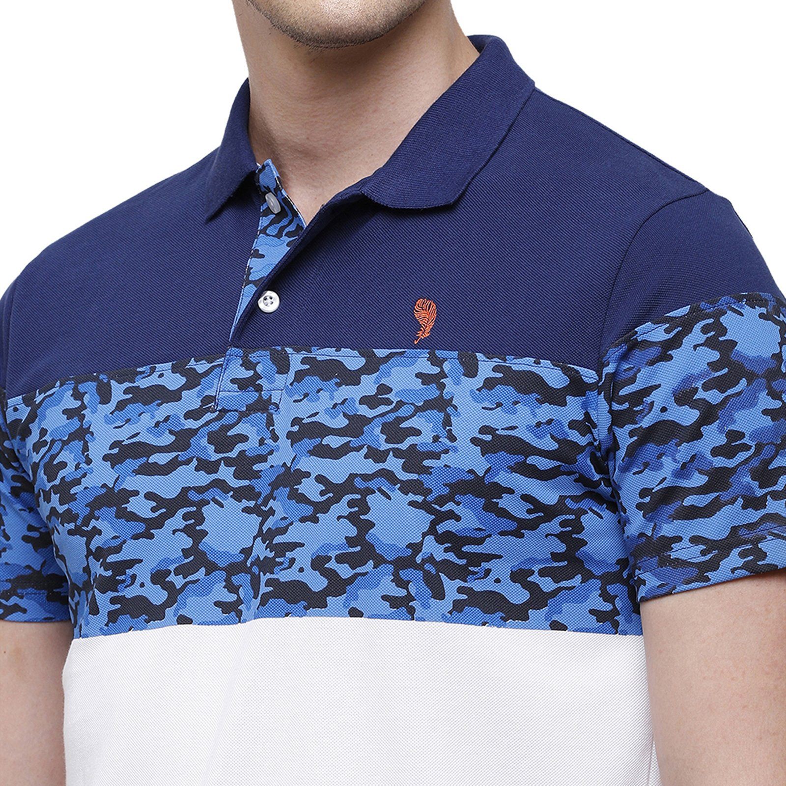 Swiss Club Men's Slim Fit Polo Collar Half Sleeve Printed Cotton Multi T-Shirt STAG - 196 A SF P T-shirt Swiss Club 