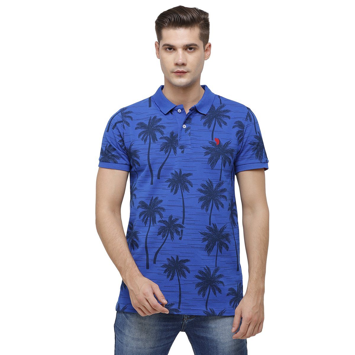 Swiss Club Mens Polo Collar Half Sleeve Royal Blue Slim Fit 100% Cotton T-shirt STAG - 197 A SF P T-shirt Swiss Club 