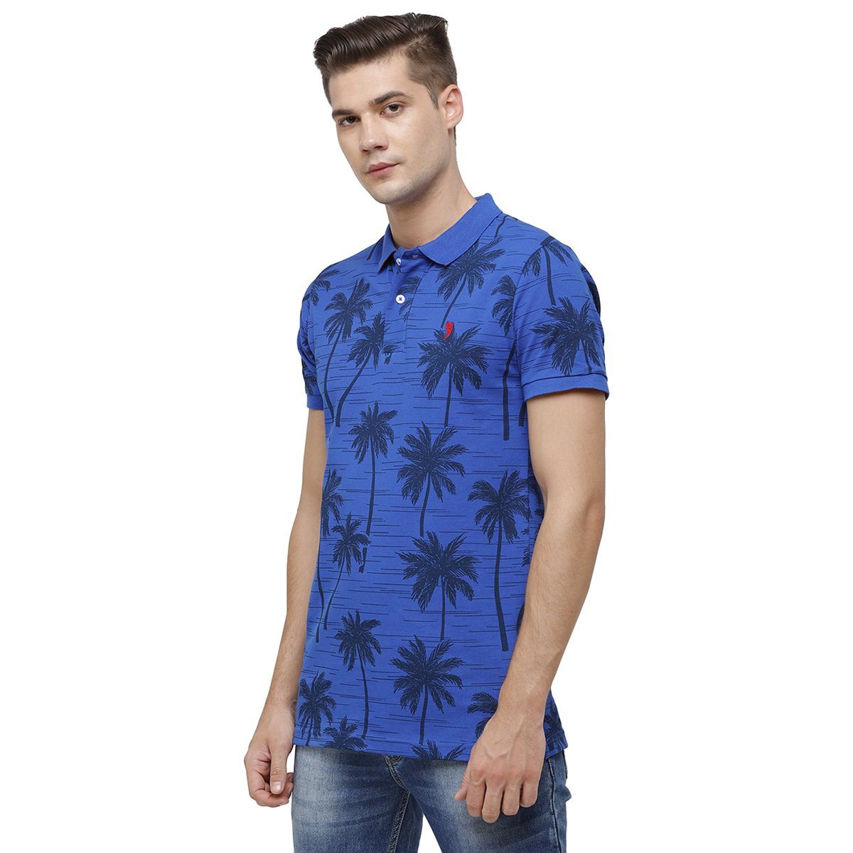 Swiss Club Mens Polo Collar Half Sleeve Royal Blue Slim Fit 100% Cotton T-shirt STAG - 197 A SF P T-shirt Swiss Club 