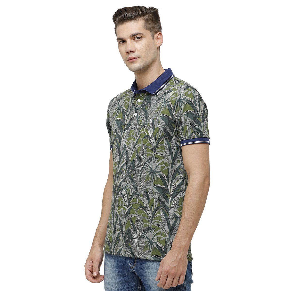 Swiss Club Mens Polo Collar Half Sleeve Olive Green Slim Fit 100% Cotton T-shirt STAG - 198 A SF P T-shirt Swiss Club 