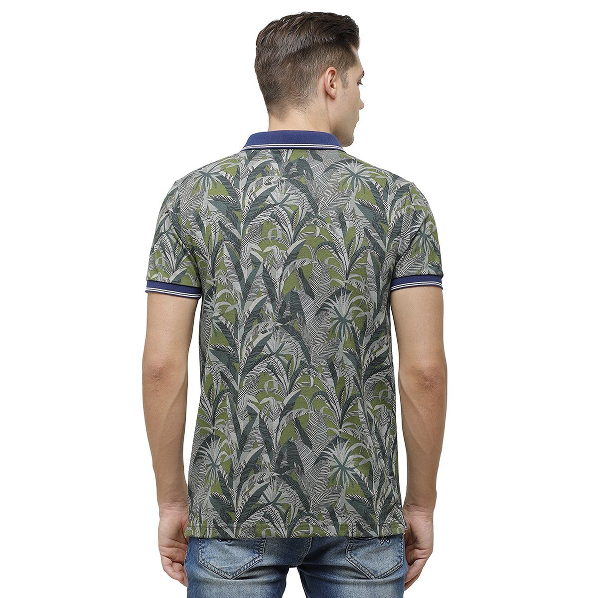 Swiss Club Mens Polo Collar Half Sleeve Olive Green Slim Fit 100% Cotton T-shirt STAG - 198 A SF P T-shirt Swiss Club 