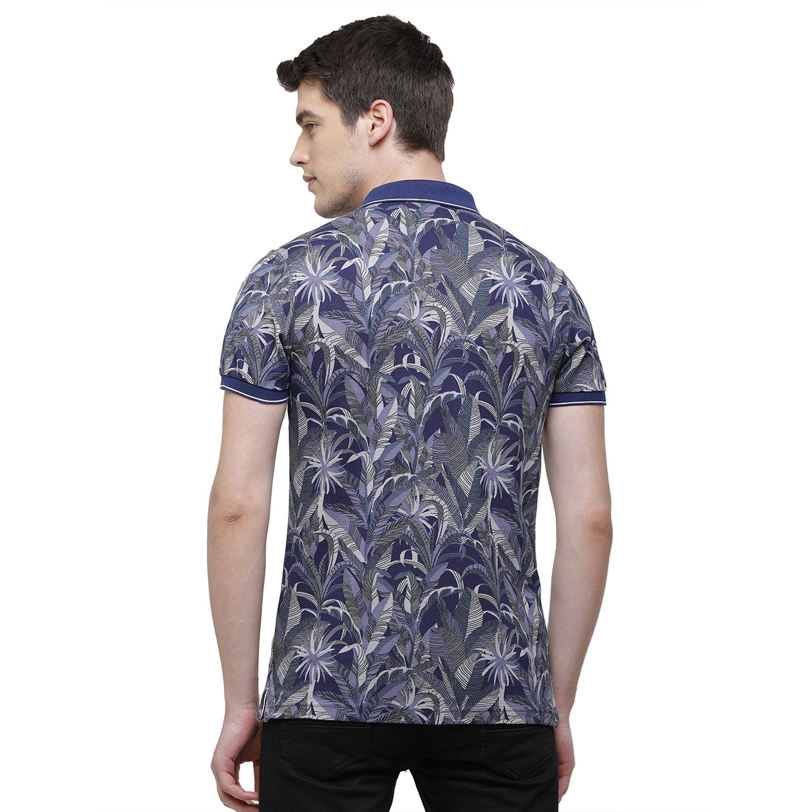 Swiss Club Men's Slim Fit Polo Collar Half Sleeve Floral Cotton Multi T-Shirt STAG - 199 B SF P T-shirt Swiss Club 